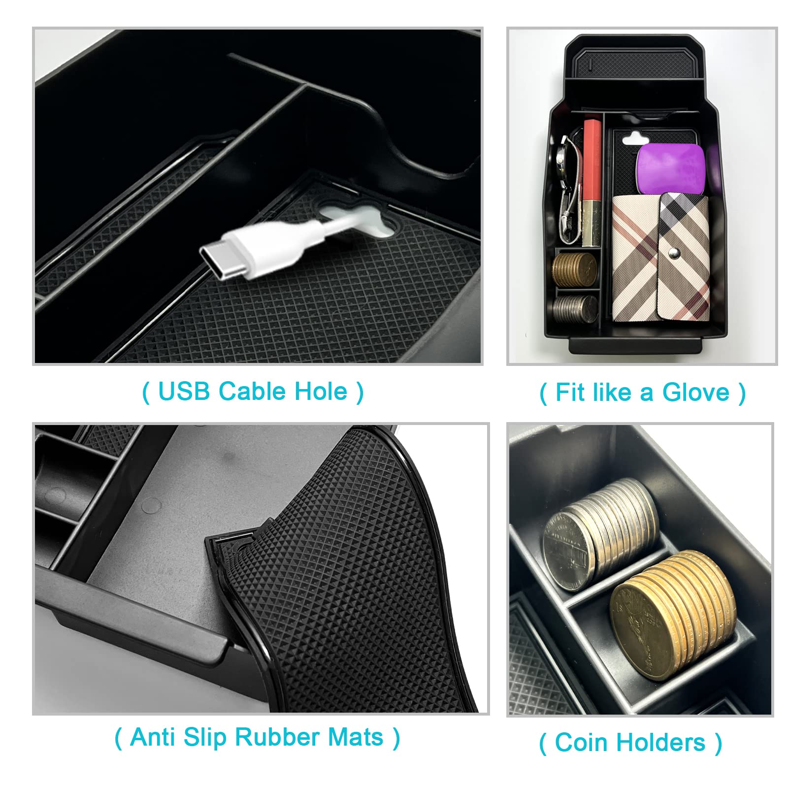 Cdefg 2023 2024 2025 Cx-50 Center Console Organizer Tray For 2023 2024 2025 Mazda Cx-50 Middle Console Armrest Storage Box 2023 2024 2025 Cx50 Accessories(Black)