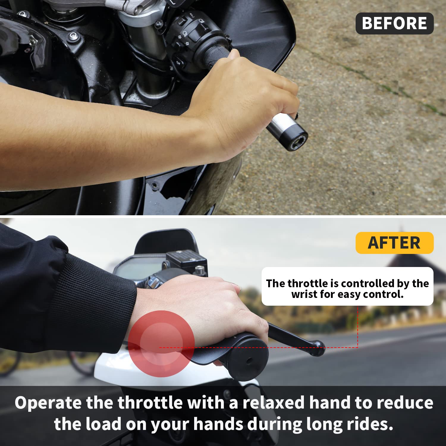 Alpha Rider Cruise Throttle Assist For 7/8'' Handlebar Universal Motorcycle Throttle Mounted Assist Oil Control For Street Bike