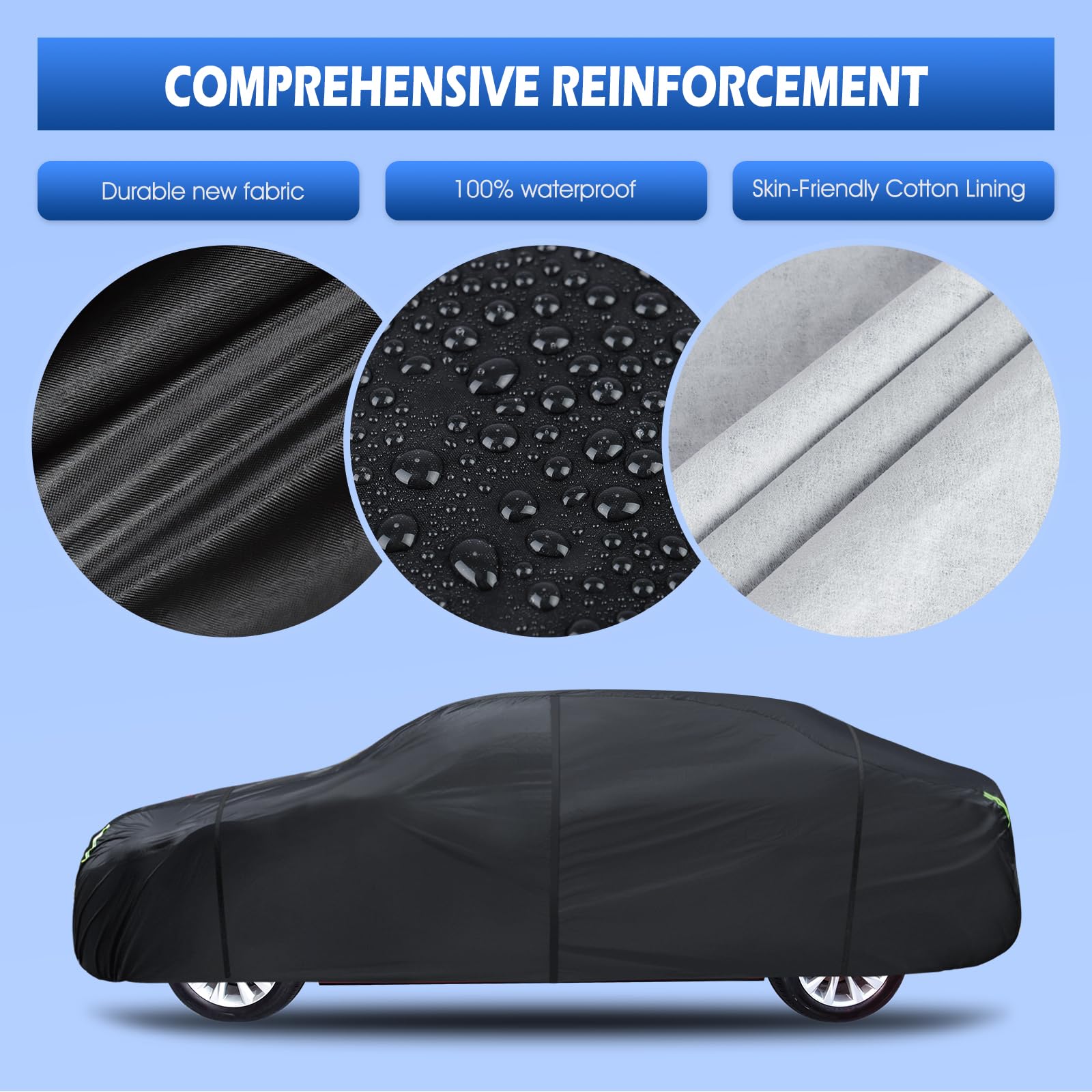 6 Layers Car Cover Waterproof All Weather For Automobiles, Size A2 With Door Zipper & Cotton Universal Fit For Toyota Corolla, H