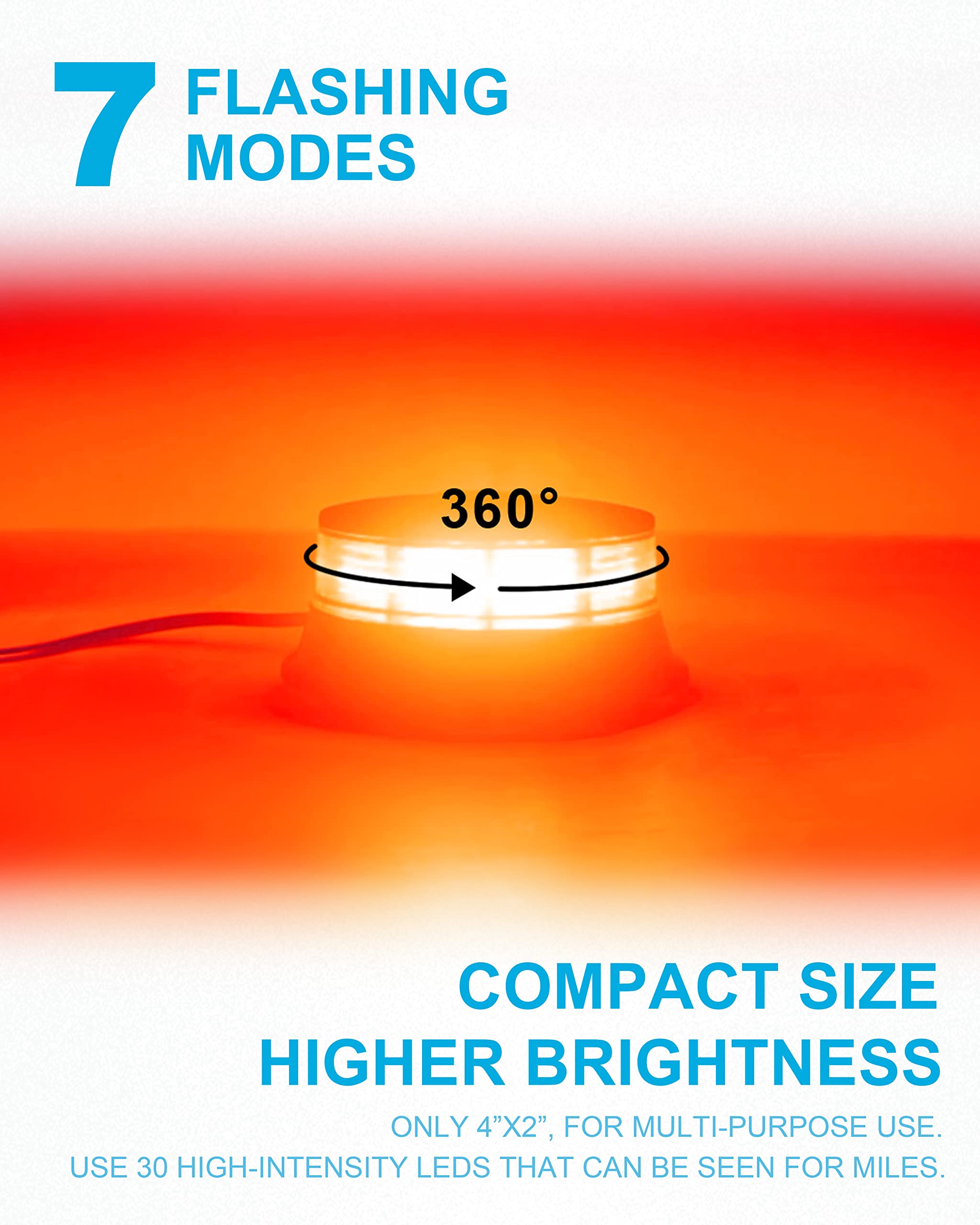 Agrieyes Amber Beacon Light 4.2Inch, Flashing Safety Warning Lights Permanent/Magnet Mount (Red, Screw)