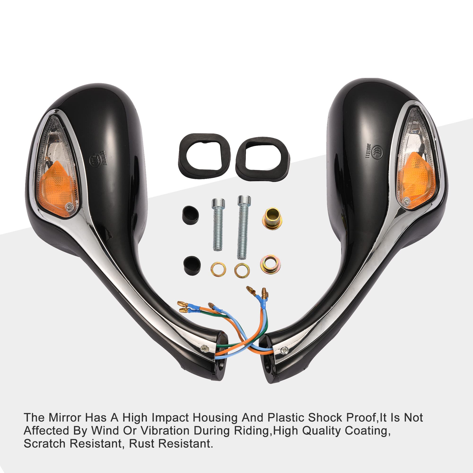 Goofit 8Mm Scooter Rearview Mirrors 1 Pair For 50Cc 70Cc 90Cc 110Cc 125Cc 150Cc 200Cc 250Cc Moped Motorcycle Black