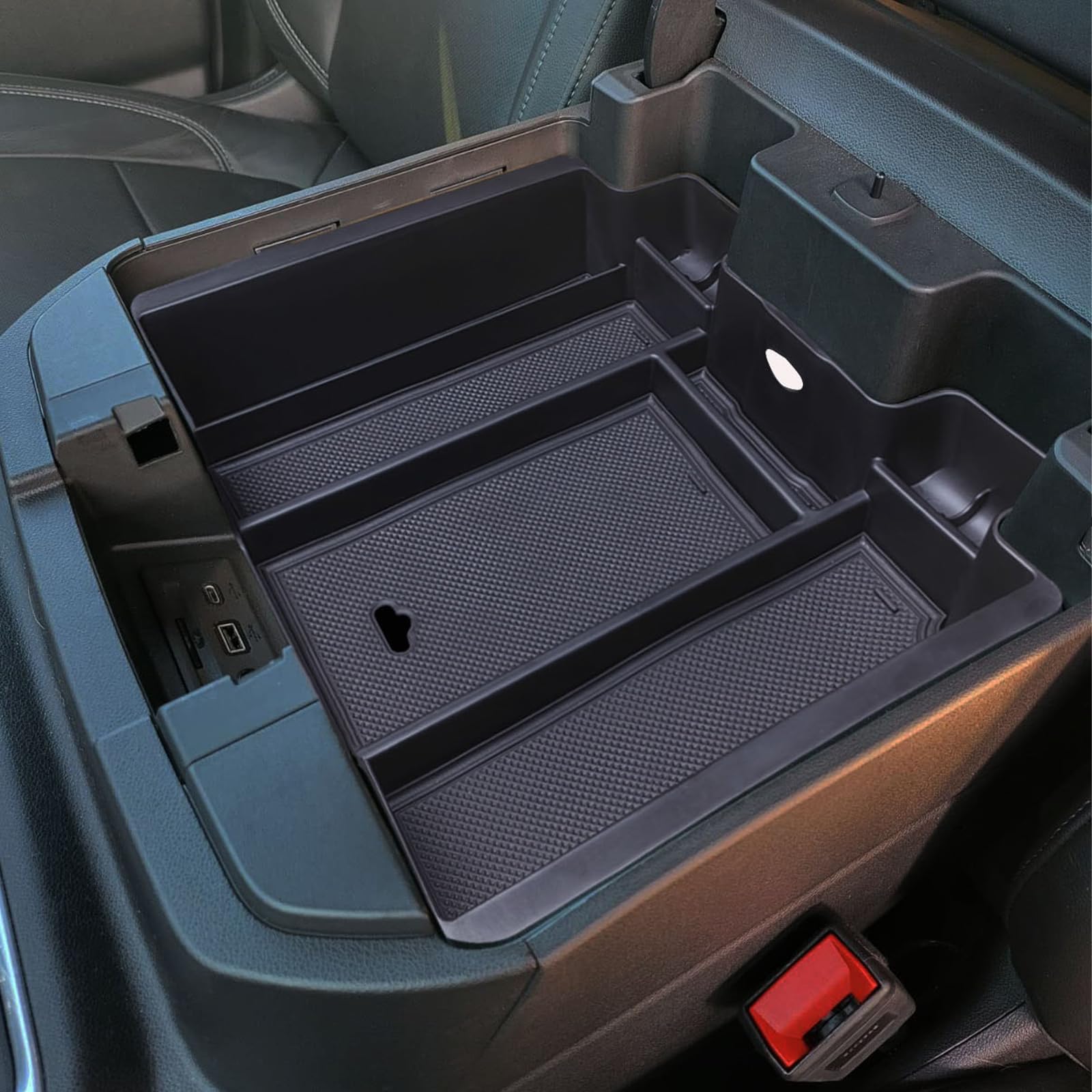 Zxiaochun Center Console Armrest Box Organizer Tray For 2019-2022 Chevy Silverado/Gmc Sierra 1500 And 2020-2023 Silverado/Sierra 2500/3500 Hd Accessories (Full Console W/Bucket Seats Only) Black Trim