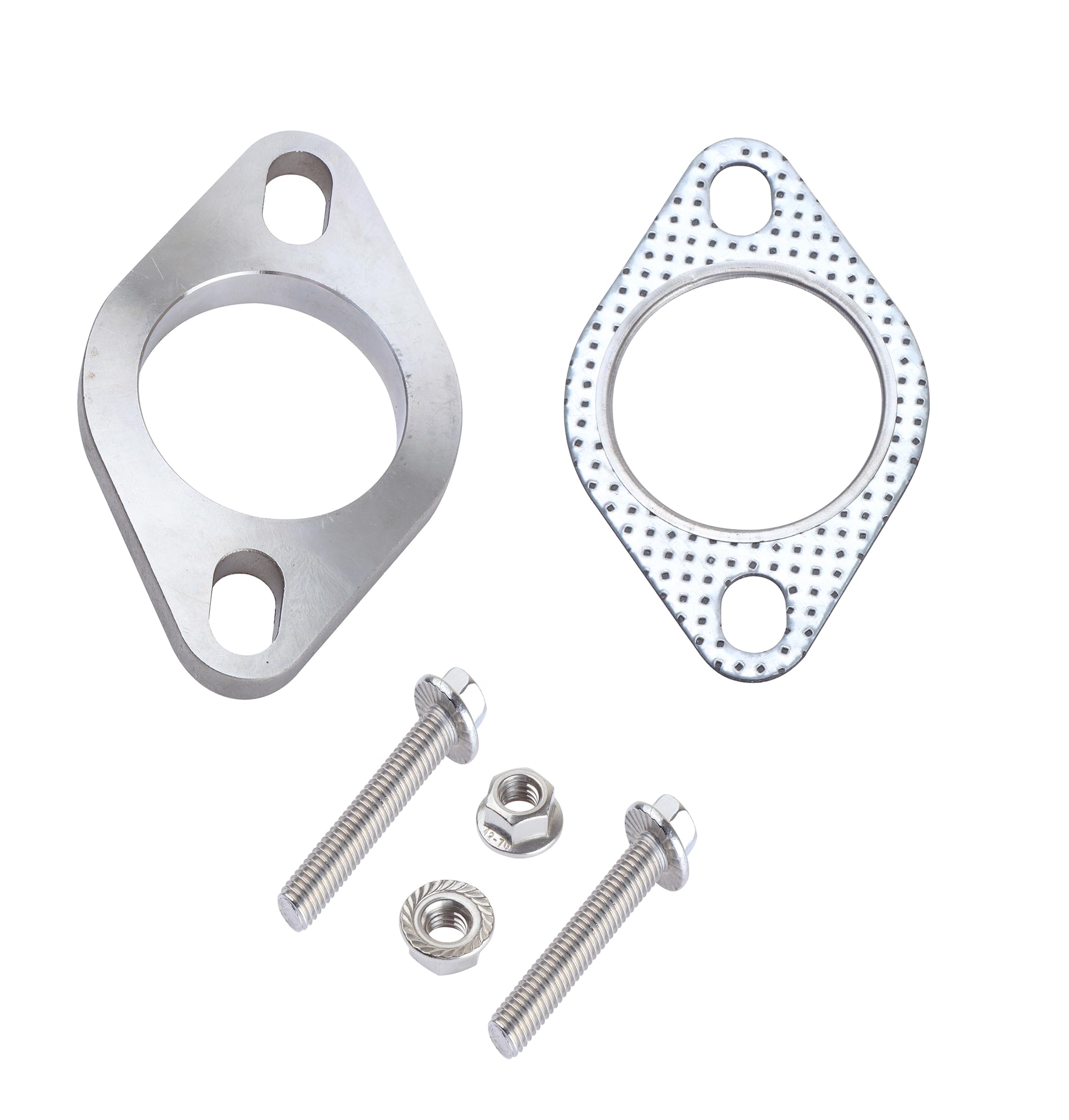 Rwraps 2 Inch 2 Bolt Exhaust Flange and Gasket,Stainless Steel Exhaust Flange with Flange Bolts and Nuts