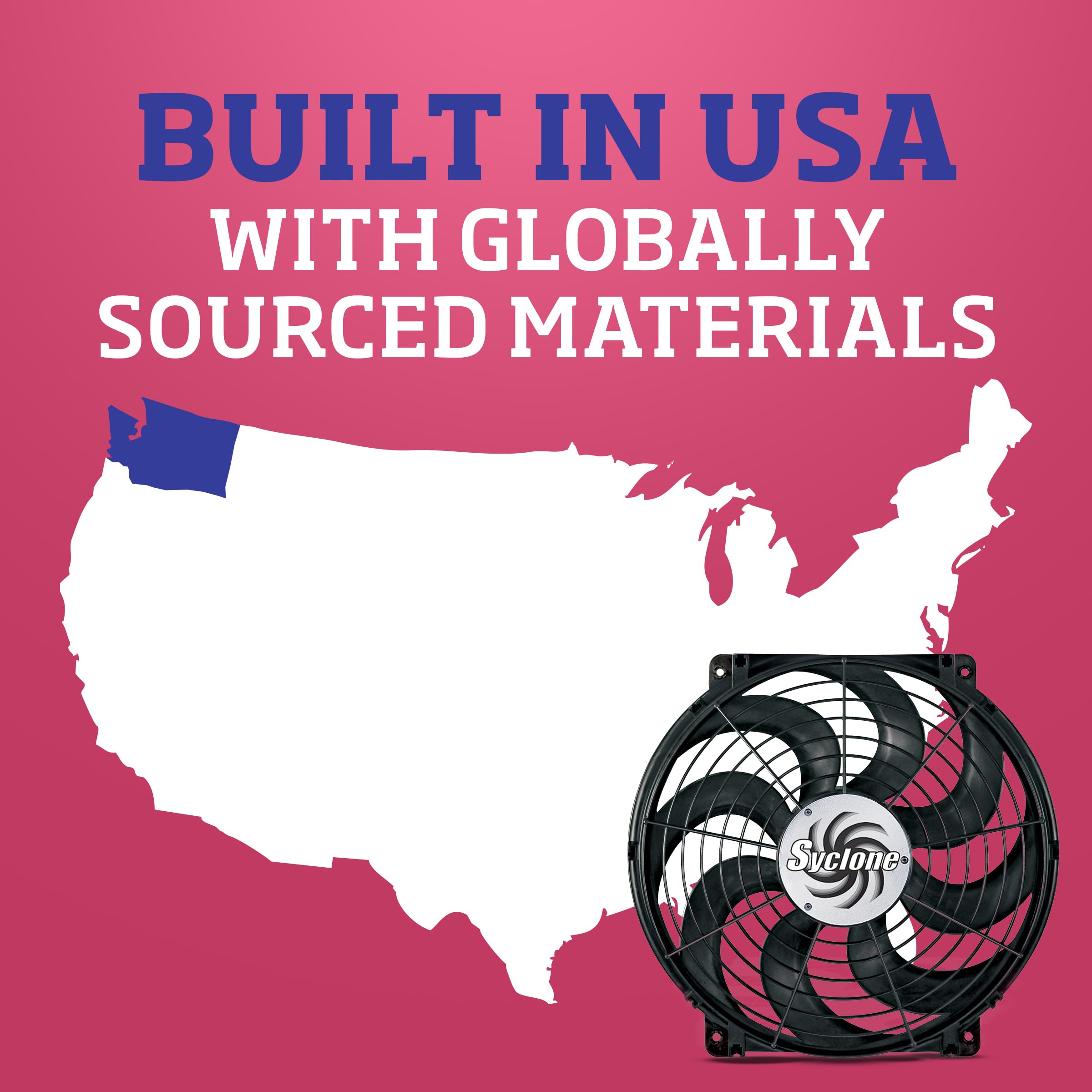 Flex-A-Lite Syclone Black S-Blade Reversible Electric Fan, Pusher-Puller Fan (398), Car Accessories, 16 Inches