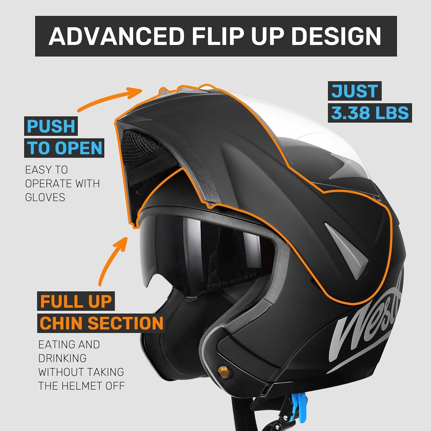 Westt Dirtbike Helmets For Adults - Liftable Chin Half & Full Helmet Motorcycle - Motorcycle Helmets Motorbike Open Face Dual Vi