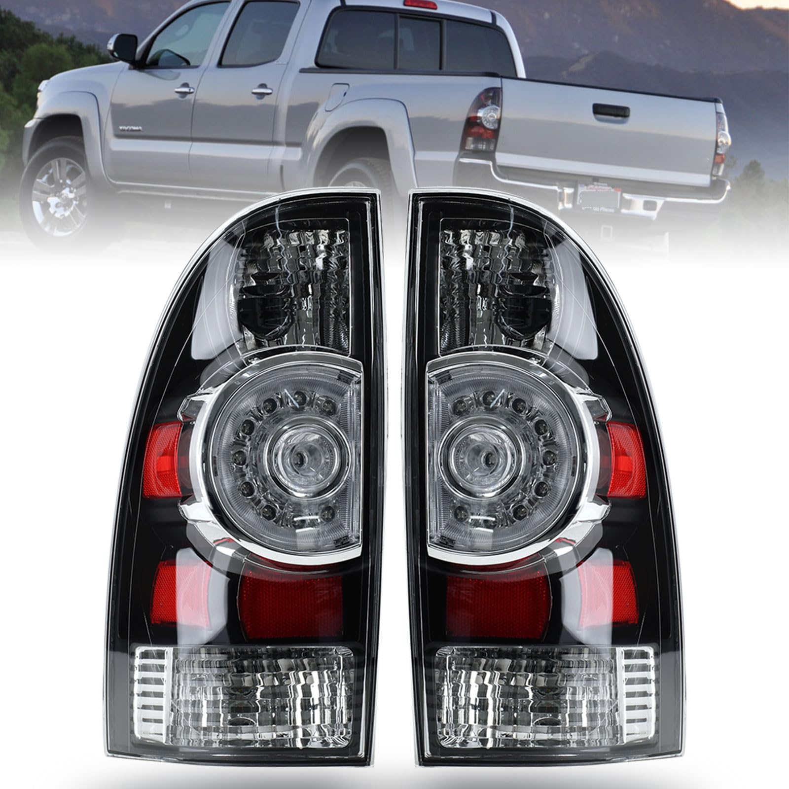 Nakuuly Tail Light Assembly Compatible With 2005-2015 Tacoma Pickup Driver And Passenger Side Led Taillights Brake Signal Assemb