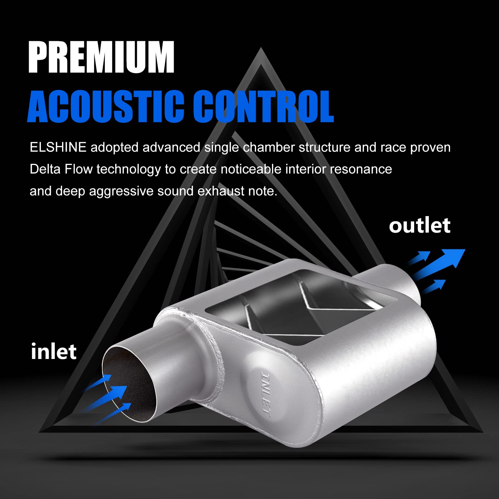 Universal Exhaust Muffler With Aggressive Sound, Anti-Corrosive Muffler, Chamber Performance Mufflers For Cars, Trucks(3'' Offse