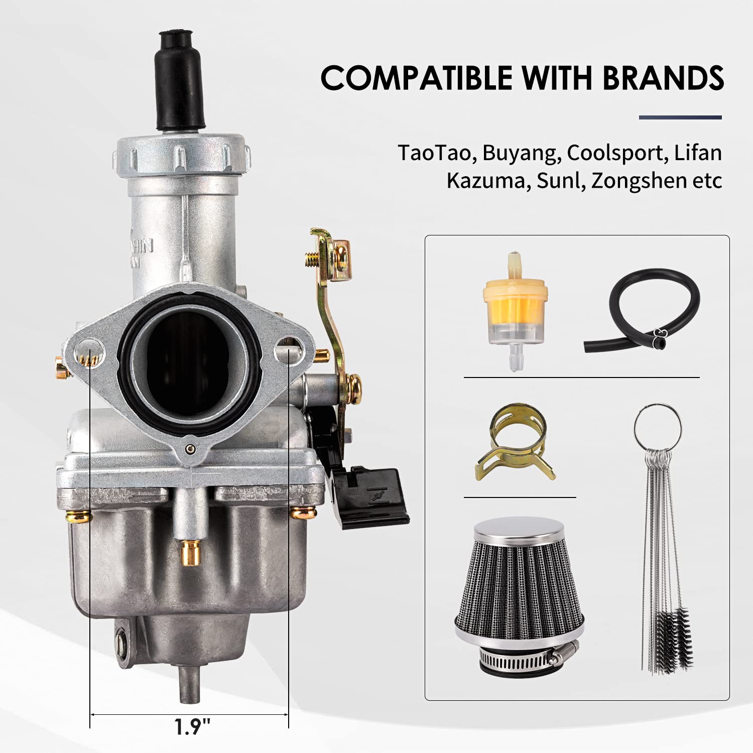 PZ27 Carburetor fits for 4-stroke CG 125cc 150cc 200cc 250cc ATV Go Kart Dirt Bike,Compatible with Taotao Sunl Buyang Coolsport