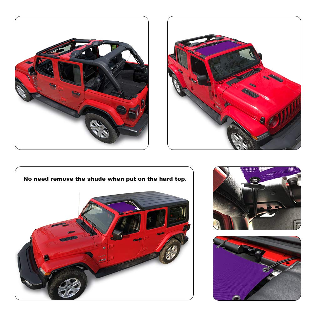 Shadeidea Sun Shade Top For Jeep Wrangler Jl Unlimited (2018-2023) 2 Door And 4 Door Front-Purple Mesh Screen Sunshade Jlu Sahar