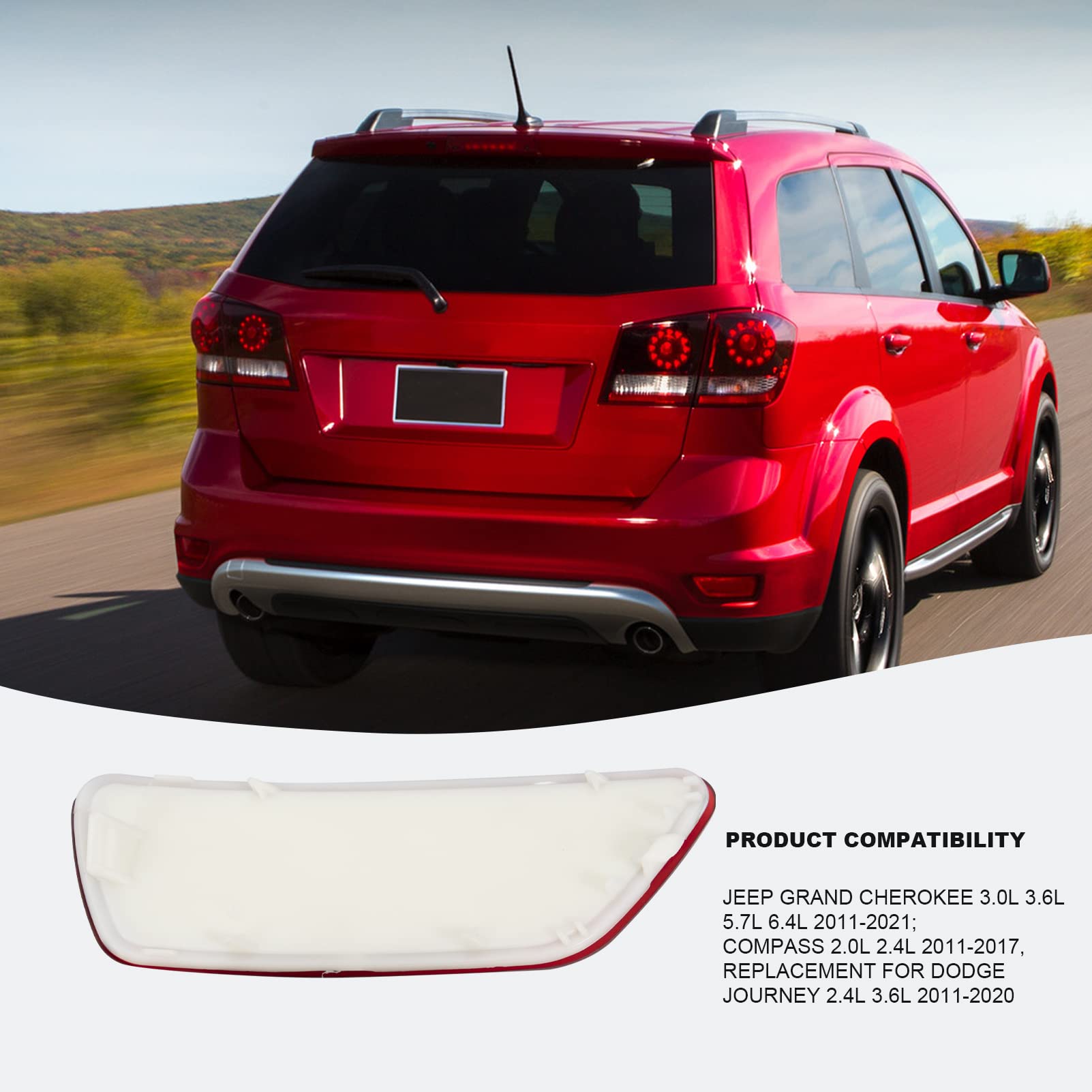 Nfspeeding 2 Pcs Rear Bumper Reflectors Compatible With Jeep Grand Cherokee 2011-2021, Dodge Journey 2011-2020, Compass 2011-201