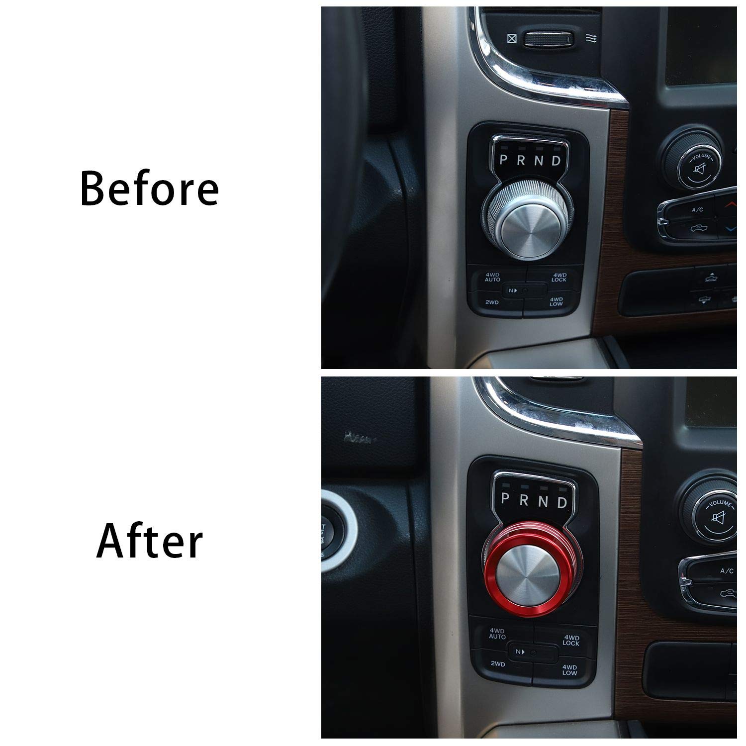 Voodonala For Dodge Ram Aluminum Gear Shift Shifter Switch Transmission Gear Selector Shift Lever Gearstick Knob Coverfor 2013-2017 Dodge Ram Interior Accessories, 1Pc