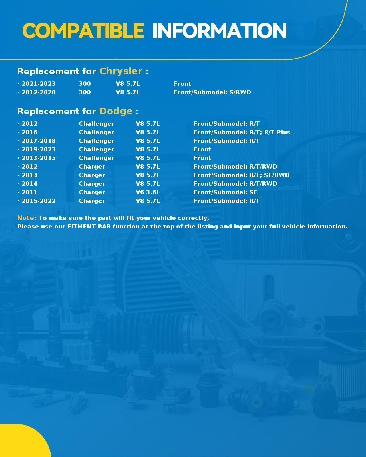 Philtop Front Struts Shock Absorber Fit For Charger 2011-2022 5.7L, 3.6L, Challenger / 300 2012-2022 5.7L, Complete Struts With