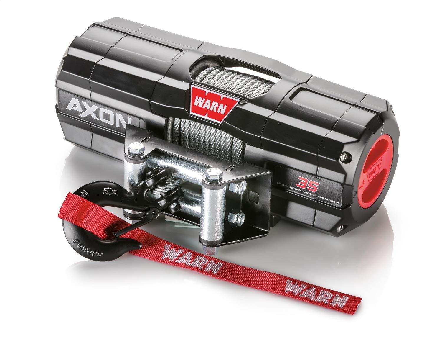 WARN 101135 AXON 35 Powersports Winch with Steel Cable Rope: 7/32 Diameter x 50 Length, 1.75 Ton (3,500 lb) Pulling Capacity