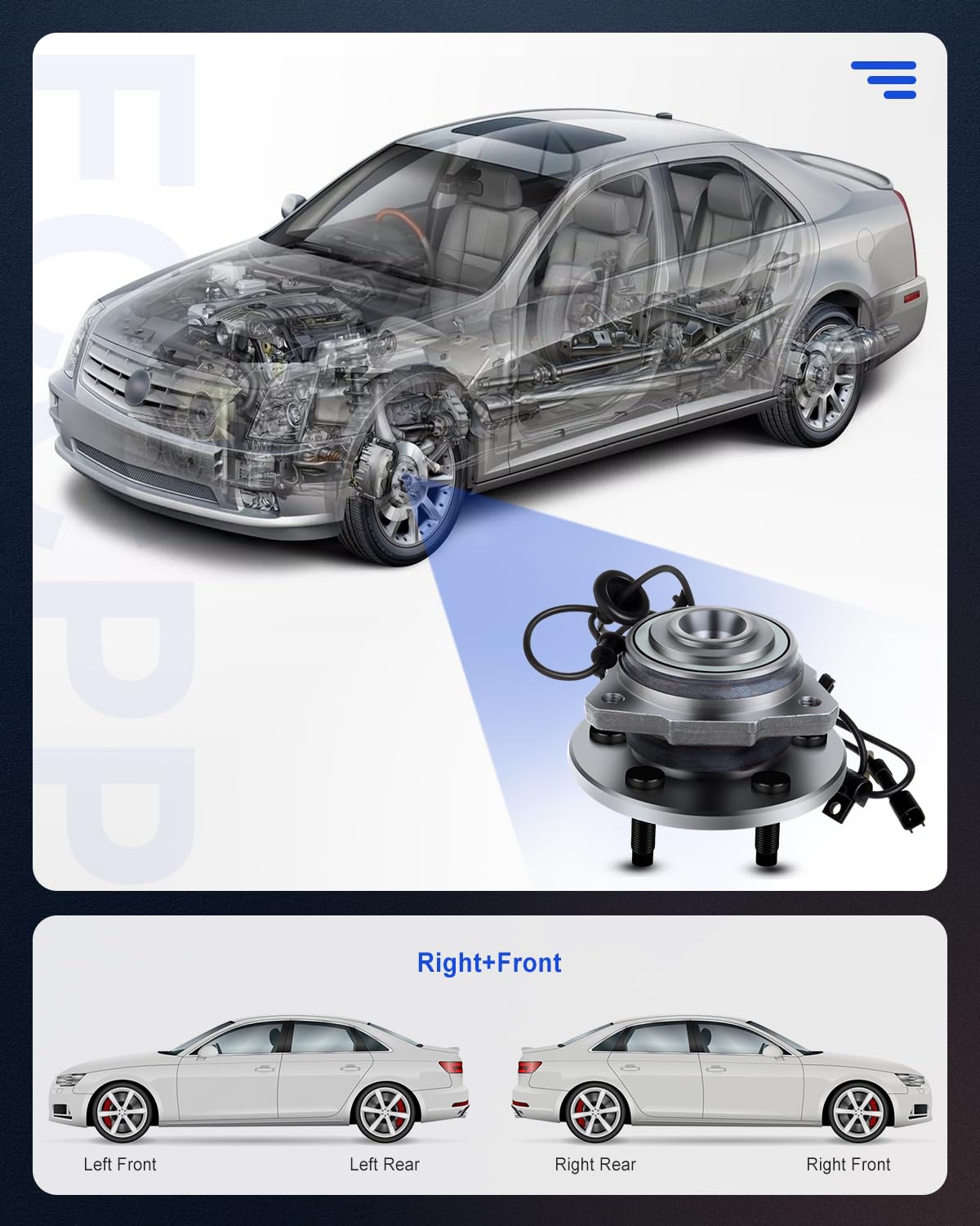 ECCPP Replacement for Front New Right Wheel Hub and Bearing Assembly w/ABS for 2002-07 Jeep Liberty