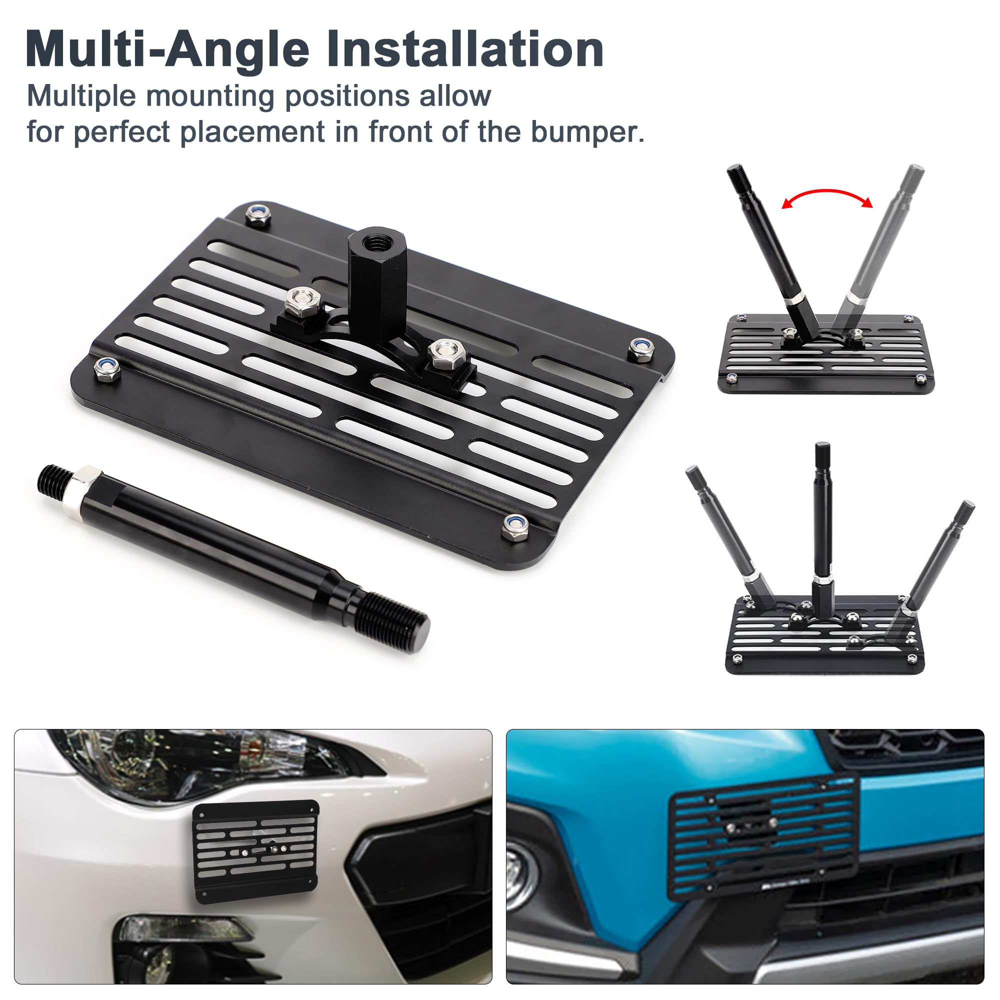 CNSPEED Front Bumper Tow Hook License Plate Mount Relocator Bracket Mounting Bolt Adapter Kit for Subaru BRZ WRX Crossbrek Fores