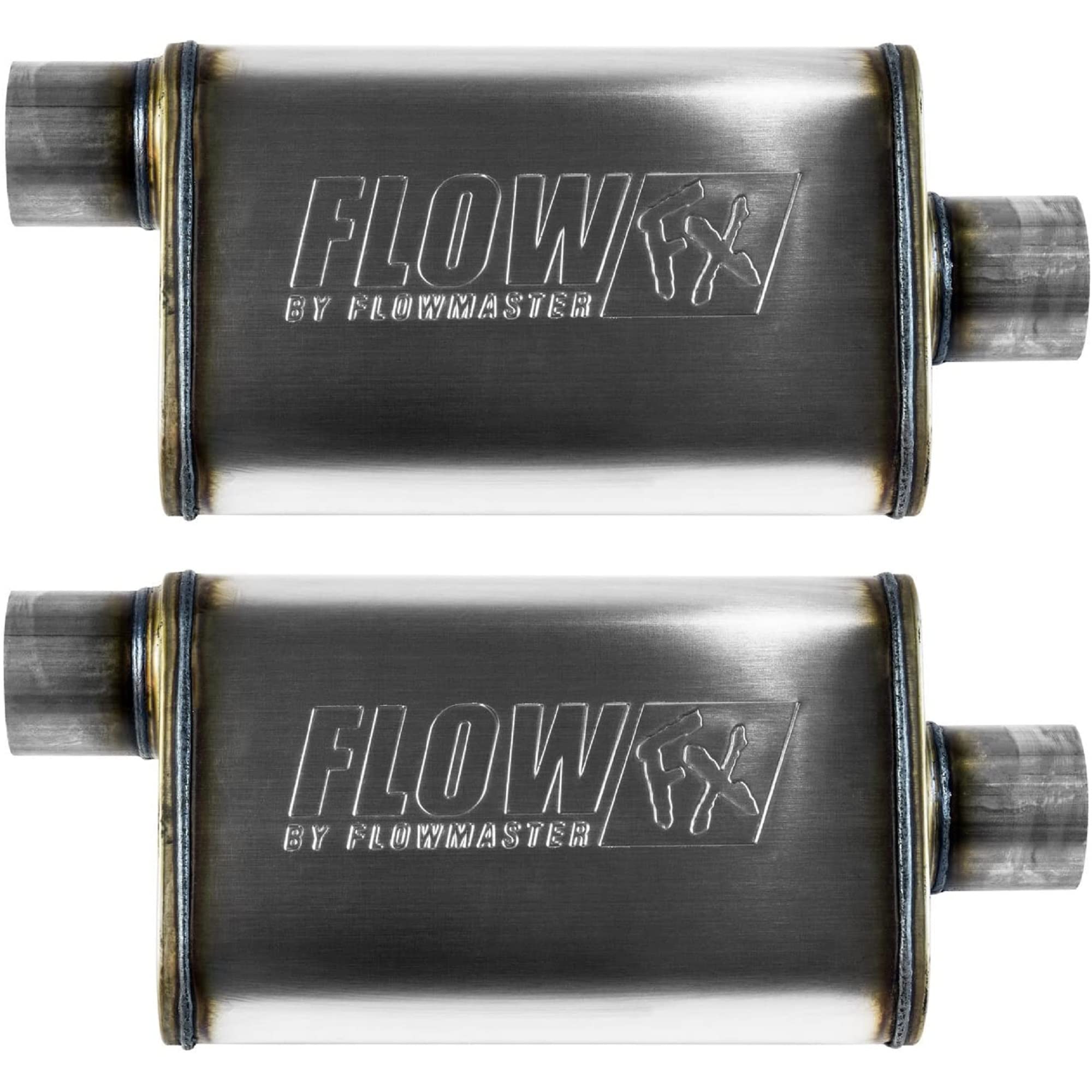 Flowmaster 71226 FlowFX Muffler 409S 2.5 inch Offset In / 2.5'' Center Out by MAPerformance - (2 Pack)