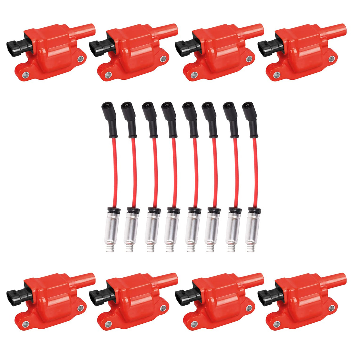 ENA Set of 8 UF413 Ignition Coil with 8mm 748UU Spark Plug Wires Compatible with Cadillac Chevrolet Chevy GMC Canyon Tahoe LaCro