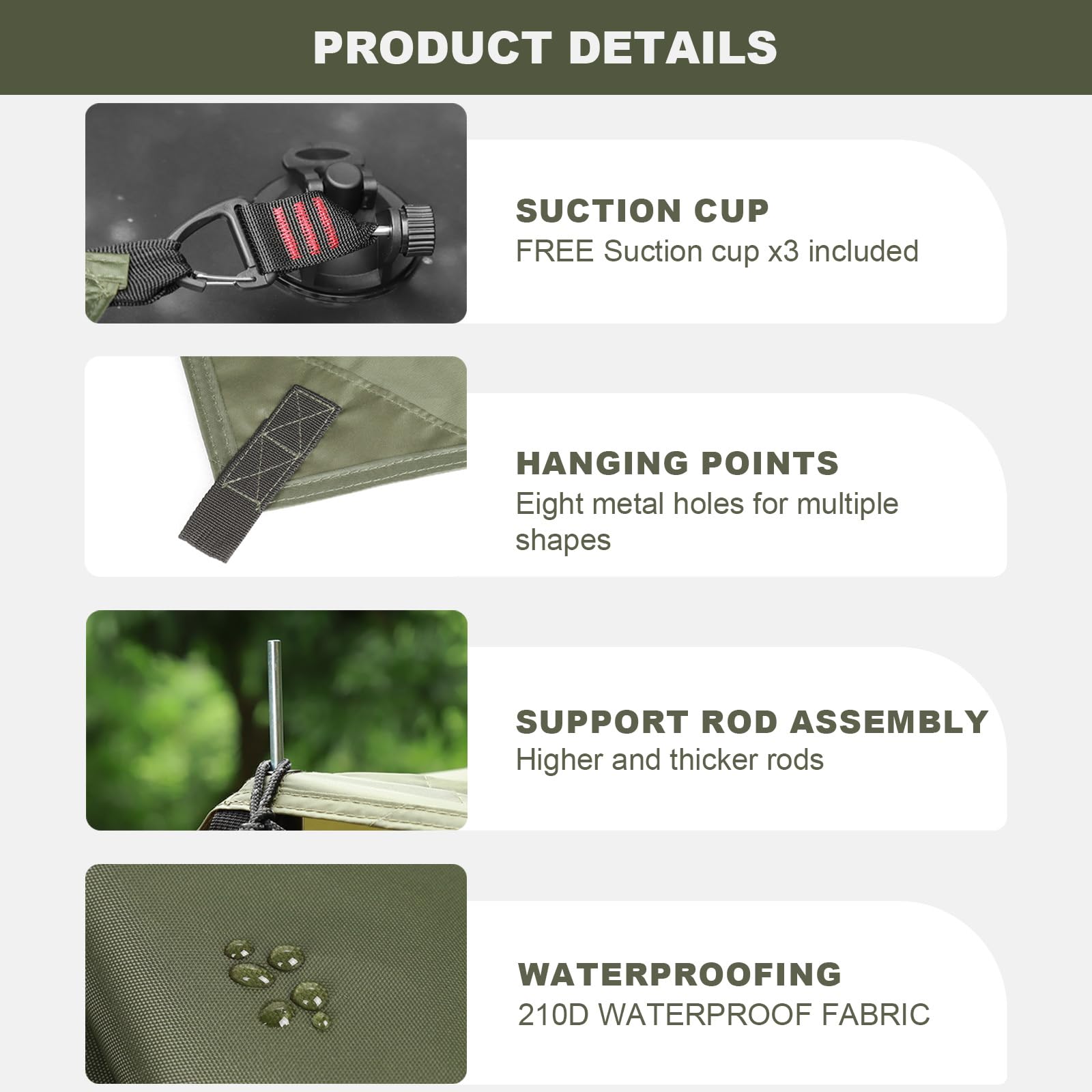 FEIWOOD GEAR Portable Car Awning for SUV, Vehicle Awning for Camping Van Truck, Needn't Roof Rack Hardwares Waterproof UV50+