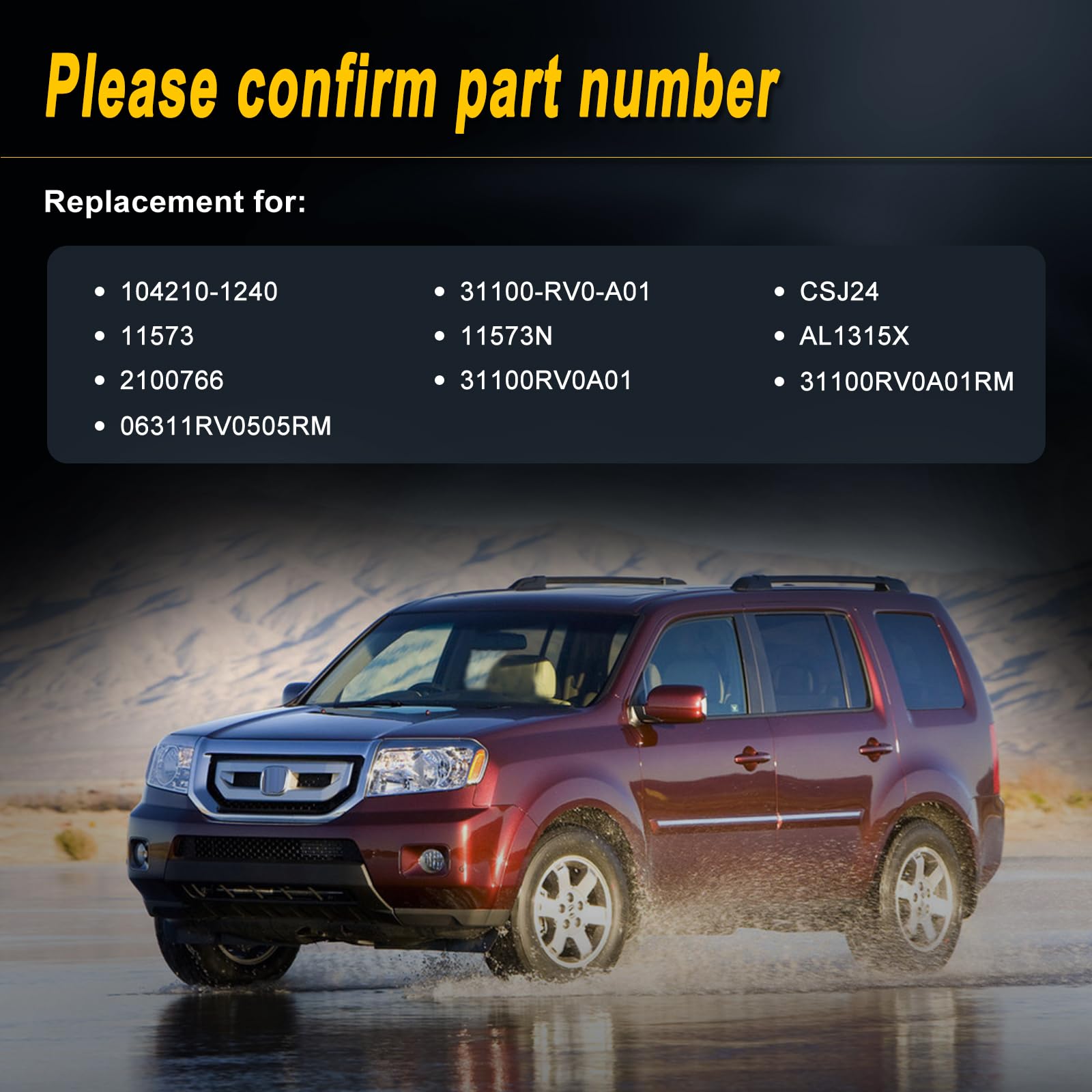 L-SIJIN-L Alternator Compatible with 2011-2013 Odyssey 2012-2015 Pilot 3.5L V6 Replace for: 31100-RV0-A01 9764219-124 104210-124