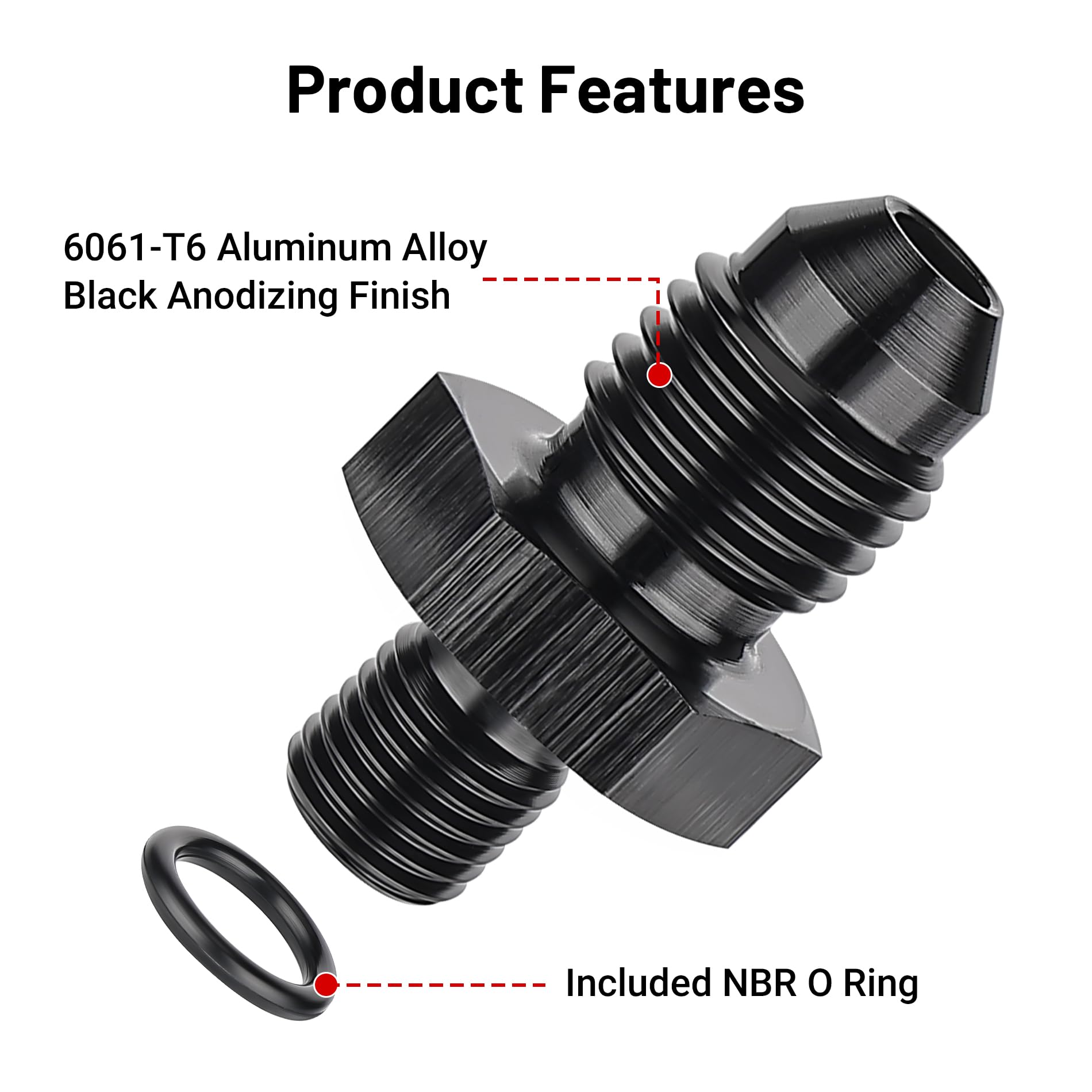 Evil Energy 4An Male Flare To M6 X 1.0Mm Male Metric Fitting Adapter Aluminium Alloy 2Pcs