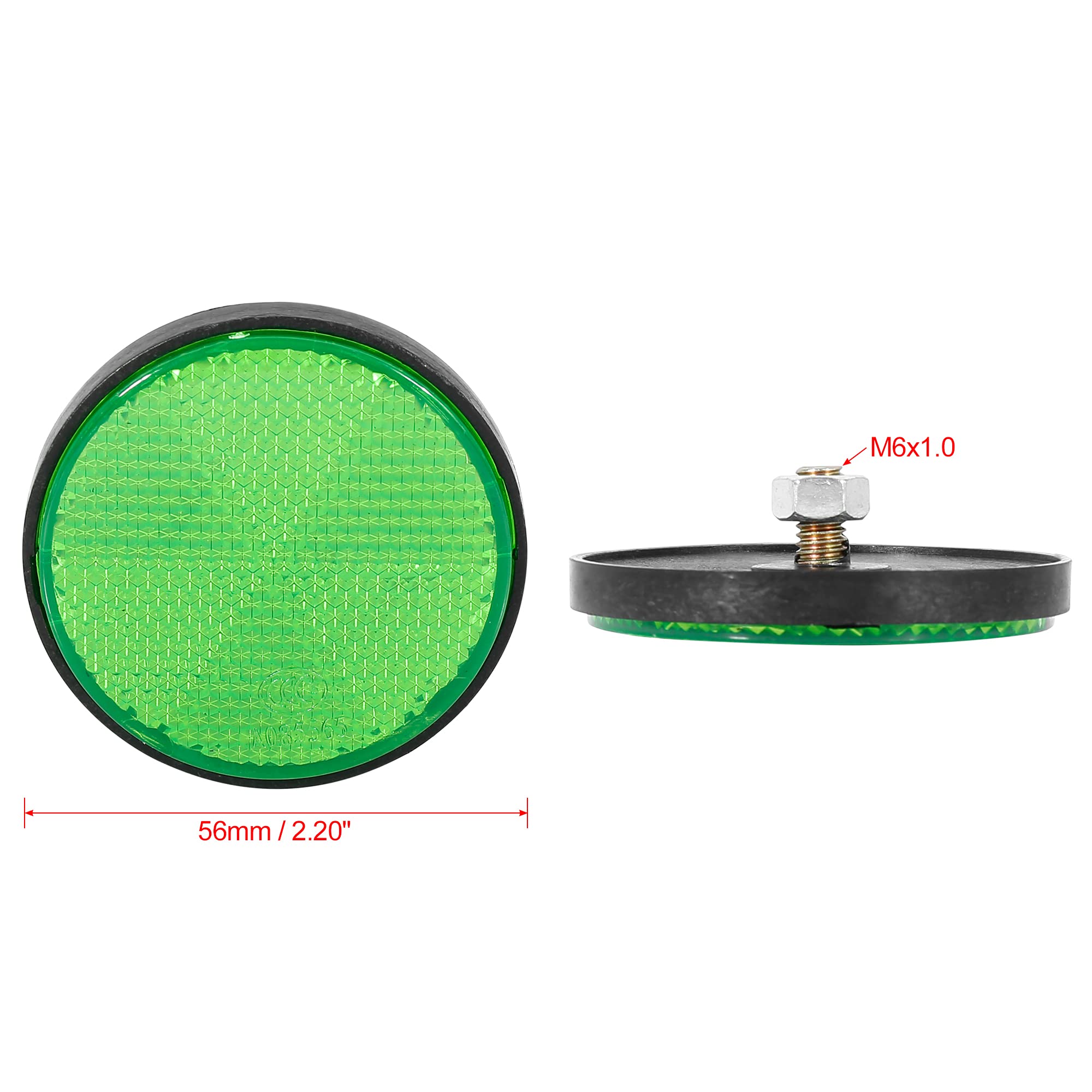F Fierce Cycle 6 Pair M6X1.0 Green Plastic Universal Screw Mount Reflective Warning Reflector For Motorcycle Bike