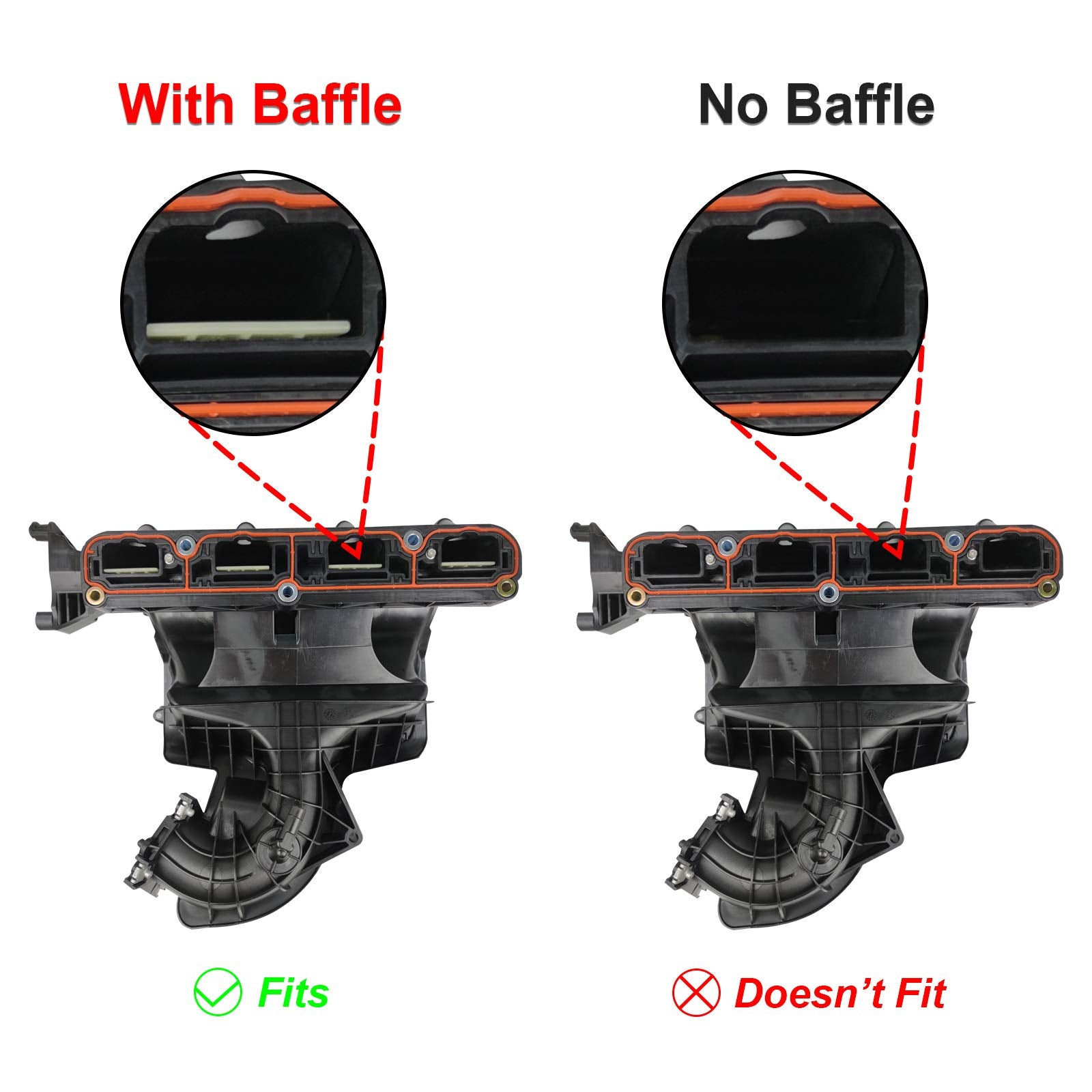 Mitzone Intake Manifold W/Runner Control Valve & Air Pressure Sensor Compatible With 09-17 Dodge Journey Avenger/Jeep Compass Patriot/Chrysler Sebring 1.8L 2.0L 2.4L Part# 4884495Ak 4884495Ah 911-902