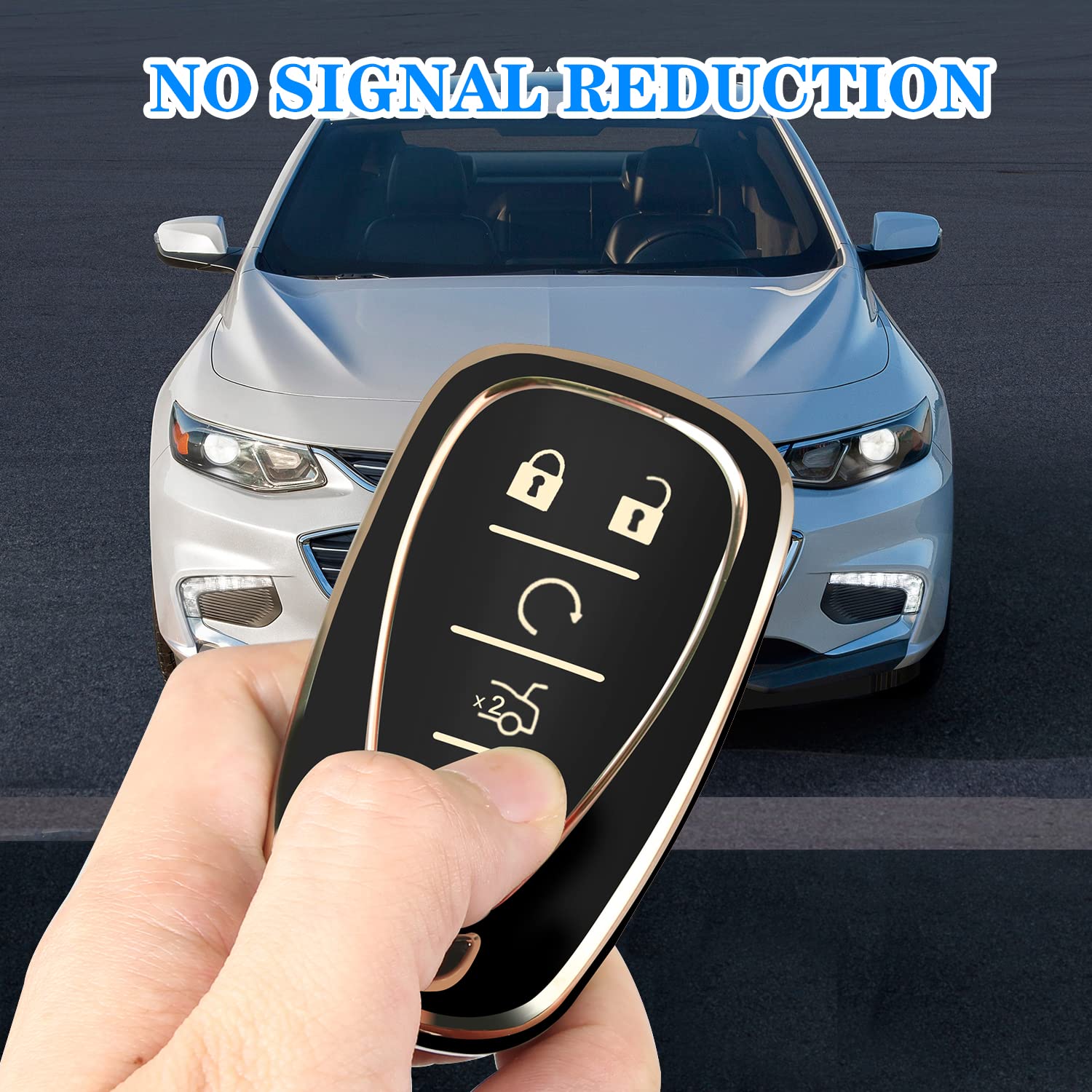 Qbuc For Chevy Key Fob Cover With Keychain Tpu Protector Suitable For Chevrolet Equinox Malibu Traverse Blazer Camaro Impala Cruze Volt Bolt Sonic Trax Tahoe Key Shell Remote Holder(Black)