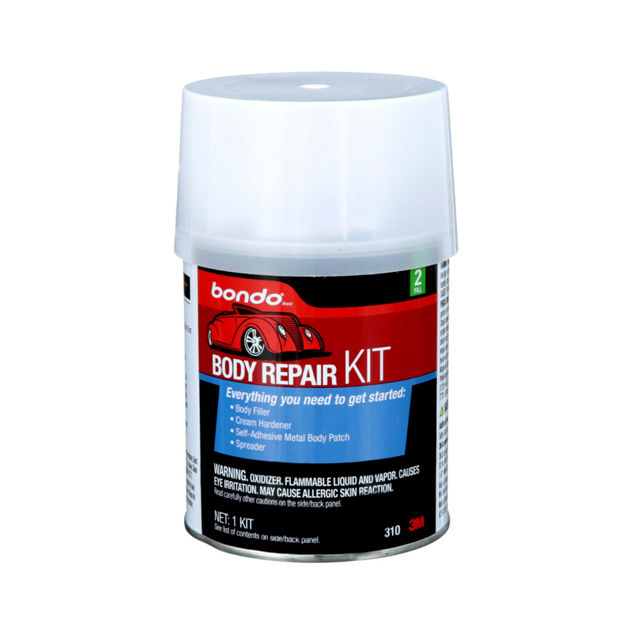 Bondo Body Repair Kit, Original Formula For Fast, Easy Repair & Restoration Of Your Vehicle, 00310, Filler 12.6 Oz And Hardener:
