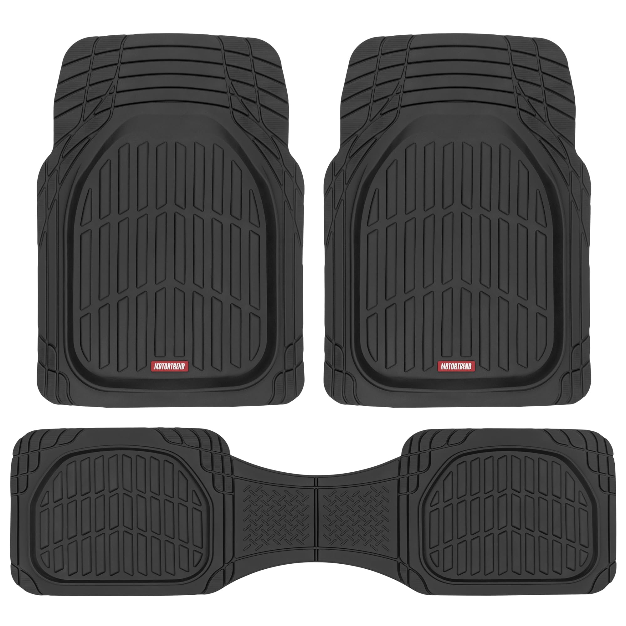 Motor Trend FlexTough Floor Mats for Cars, Deep Dish All-Weather Mats, Waterproof Trim-To Fit Automotive Floor Mats for Cars Tru
