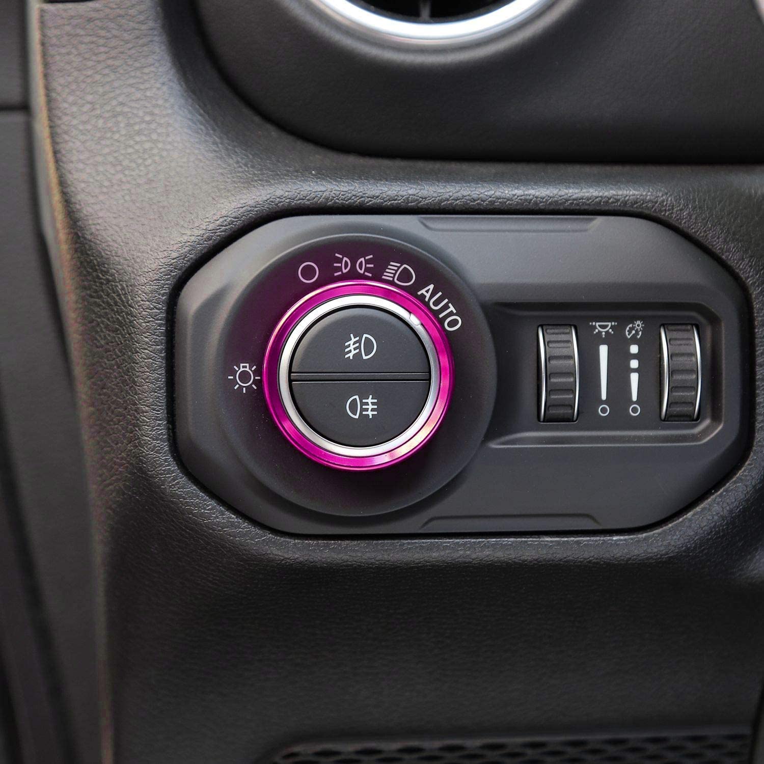 Voodonala Air Conditioner Headlight Switch Knob Trim For2018-2022 Jeep Wrangler Jl Jlu Gladiator Jt, Pink Aluminum Alloy 4Pcs