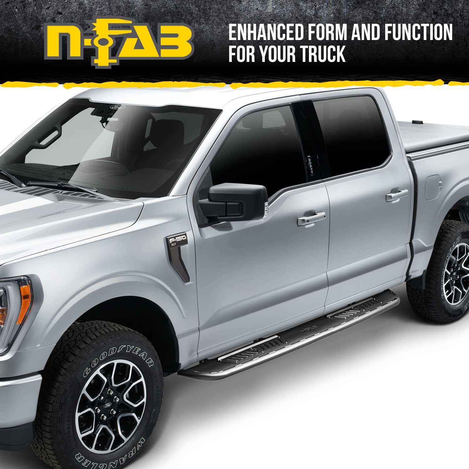 N-Fab Roan Running Boards For Silverado/Sierra | Cab Length, Extra Large 5.5'' Step Plate, Textured Black | Nbc07Cc-Tx | Fits 20