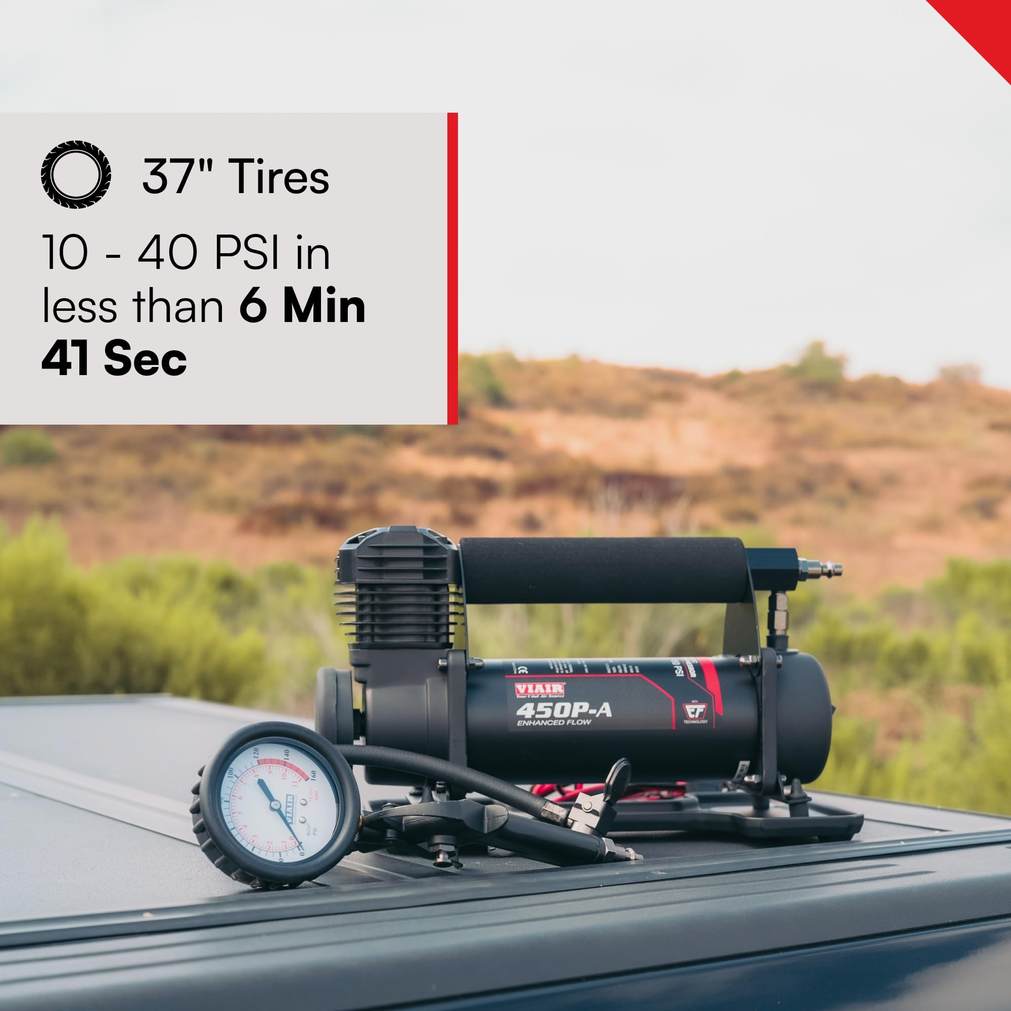 Viair 450P-A Ef Enhanced Flow - 45144 Tire Inflator Portable Air Compressor For Truck & Suv | 100% Duty Cycle @ 100 Psi | 12V Ti