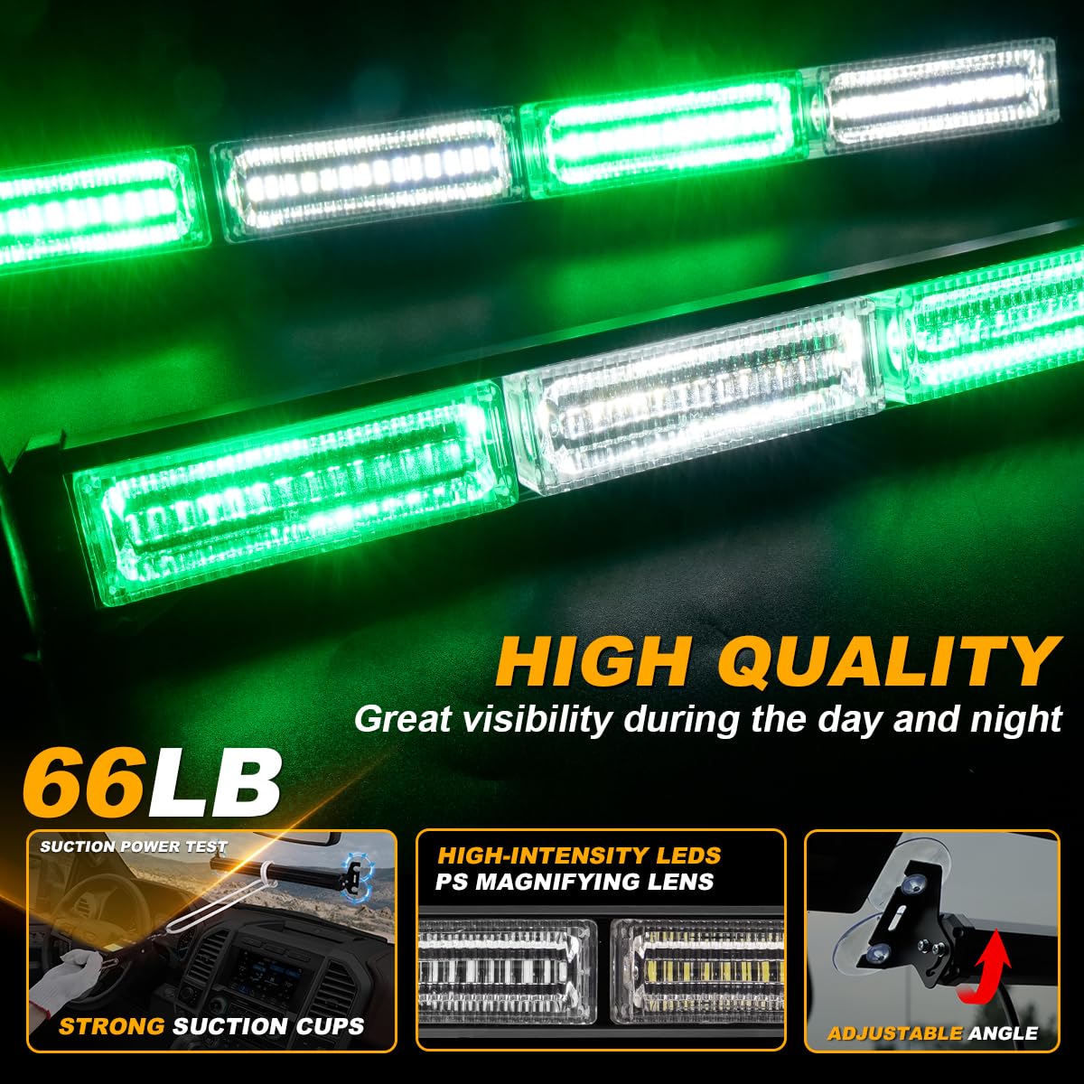 Lrter 2 In 1 Traffic Advisor Light Bar Emergency Warning Flashing Safety Interior Windshield Strobe Lights For Construction Vehi