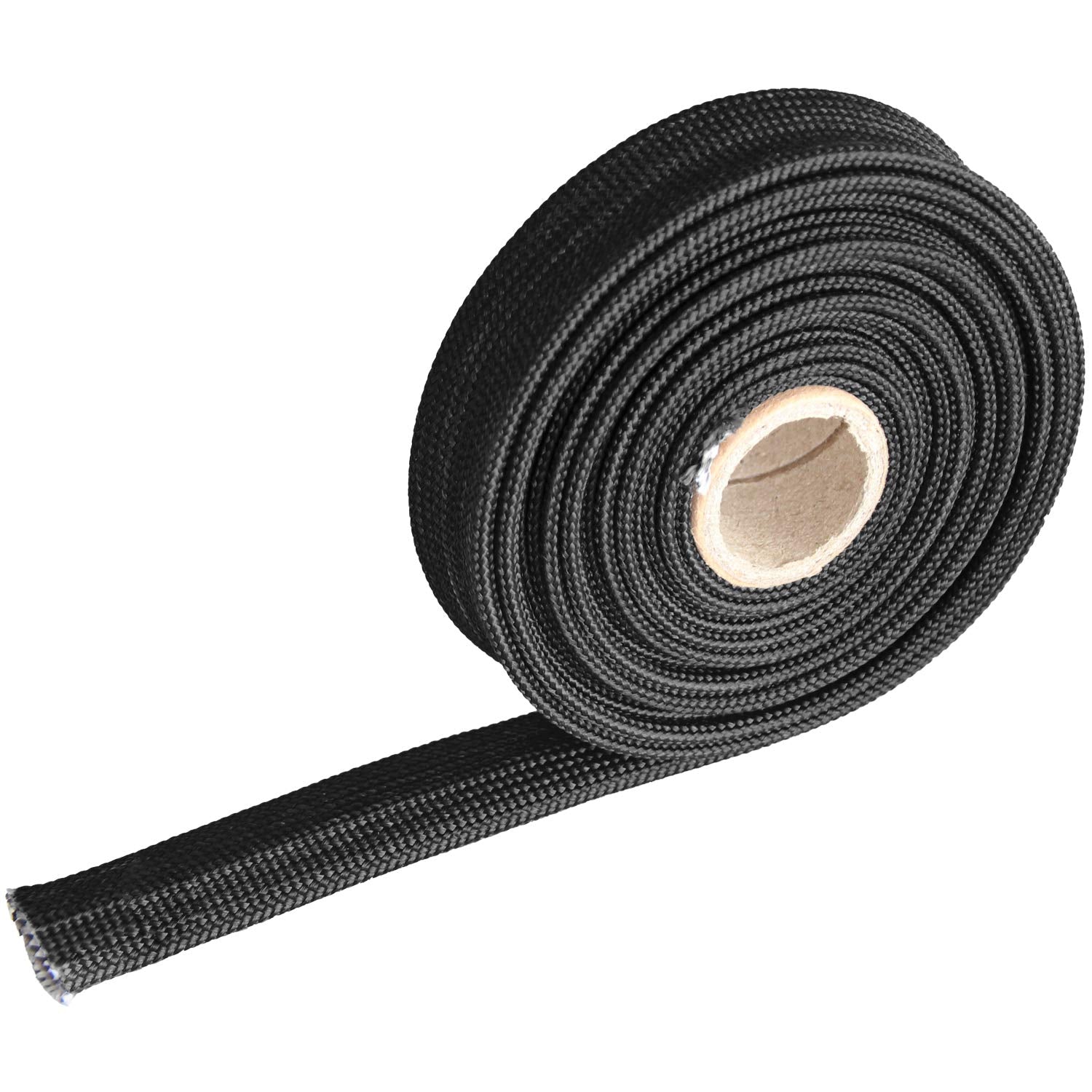 Heat Hose Fiberglass Wrap Shield Sleeve- 1/2' Id X 10'Black Adjustable Hose Heat Shield Spark Plug Wire Fuel Line Heat Shield Roll For Car Wire Loom Cable Heat Shield Brake Line Cable Heat Shield