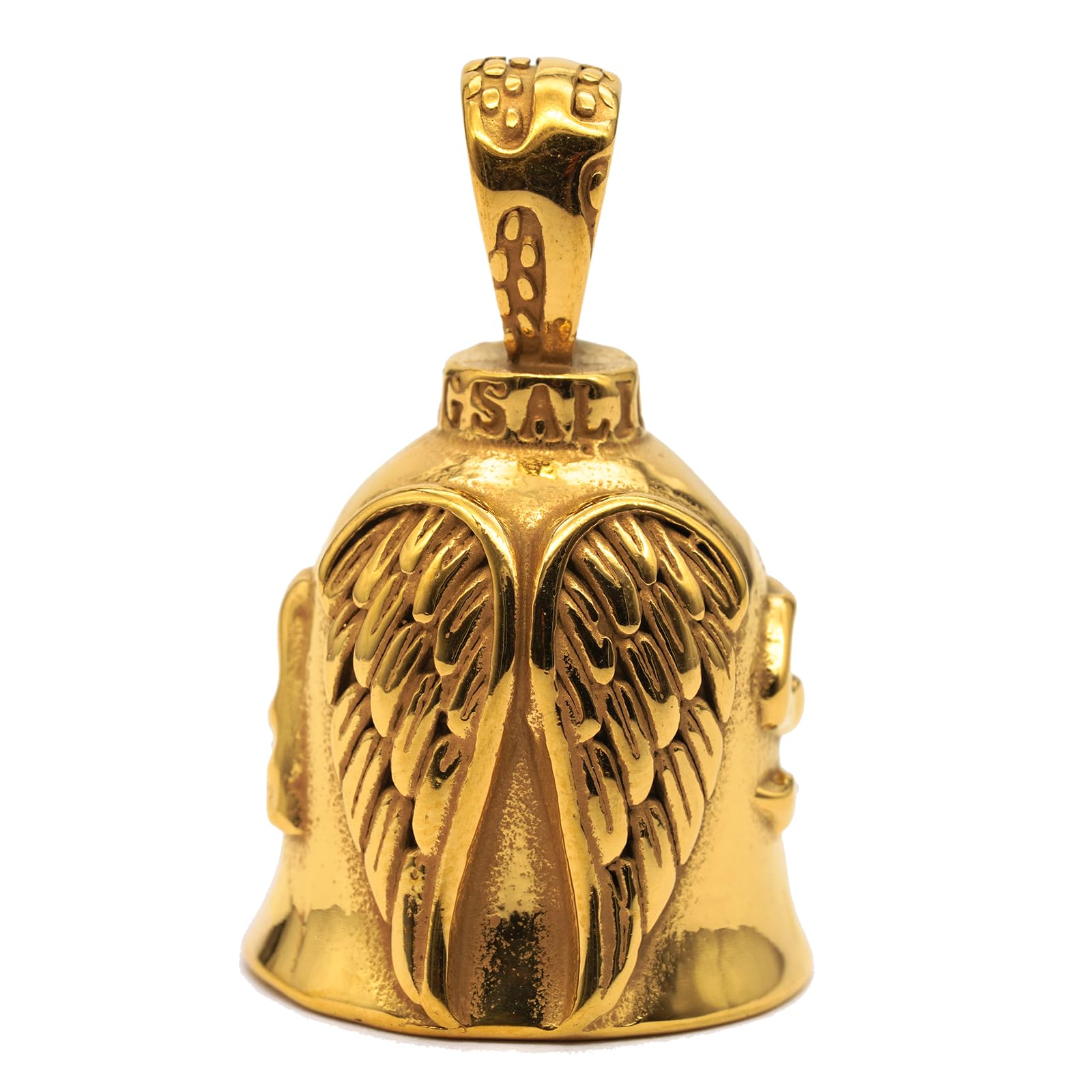 MOYOZZ Angel Wing Knight Bell Letters USA Motorcycle Bike Riding Guardian Bell - Never Ride Faster Than Your Angel Can Fly (Gold