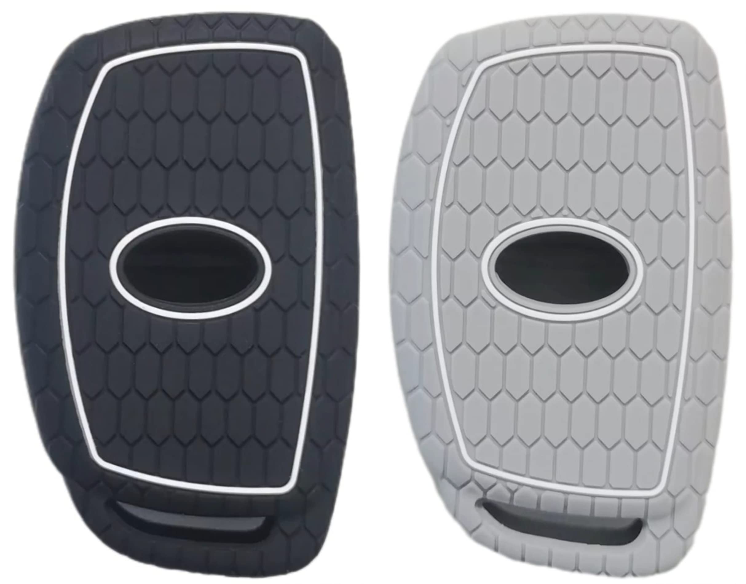 Reprotecting Silicone Rubber Key Fob Cover Compatible With 2016-2021 Hyundai Elantra Elantra Gt Ioniq Sonata Tucson Sy5Mdfna433《Not For Keys With Eject/Fold Buttons》(4 Button Smart Key, Black Grey)