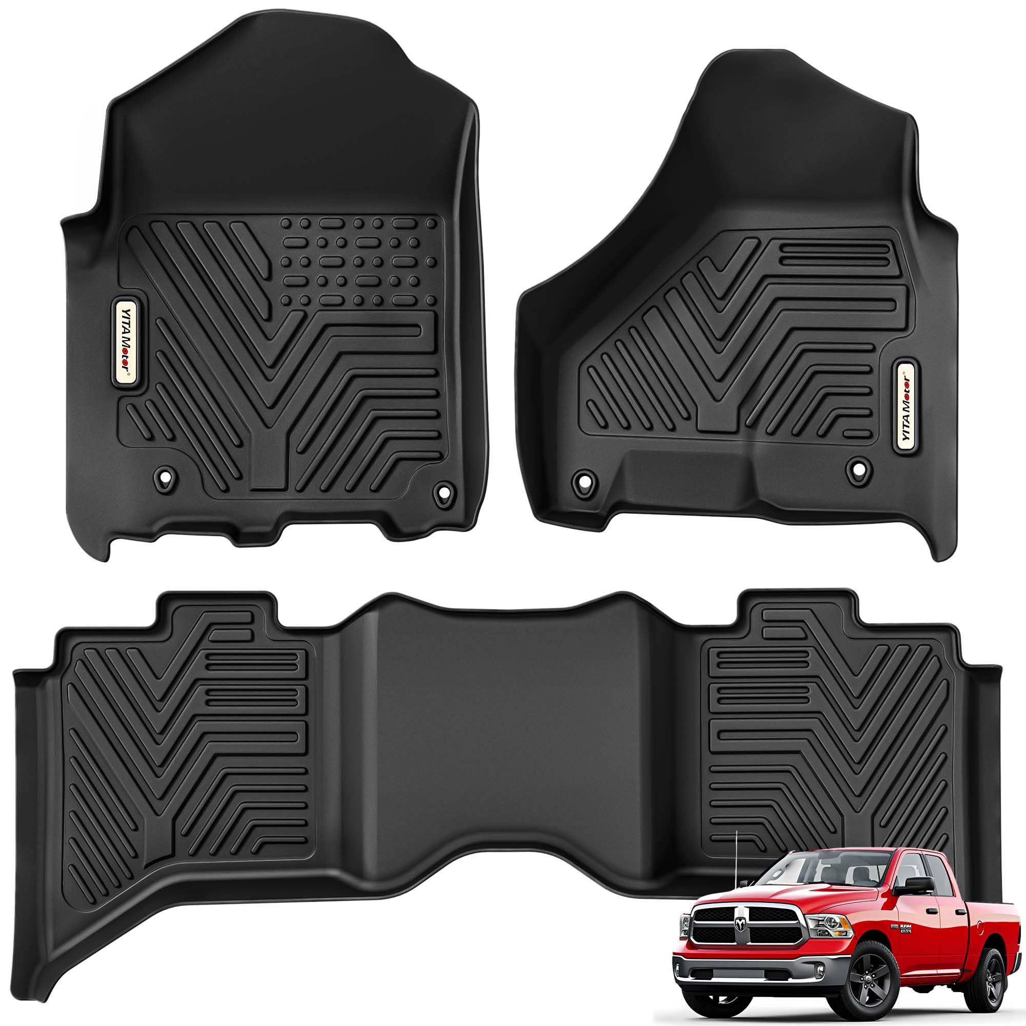 Yitamotor Floor Mats Fit For 2013-2018 Dodge Ram 1500/2500/3500 Crew Cab, 2019-2024 Ram 1500 Classic Crew Cab 1St & 2Nd Row All