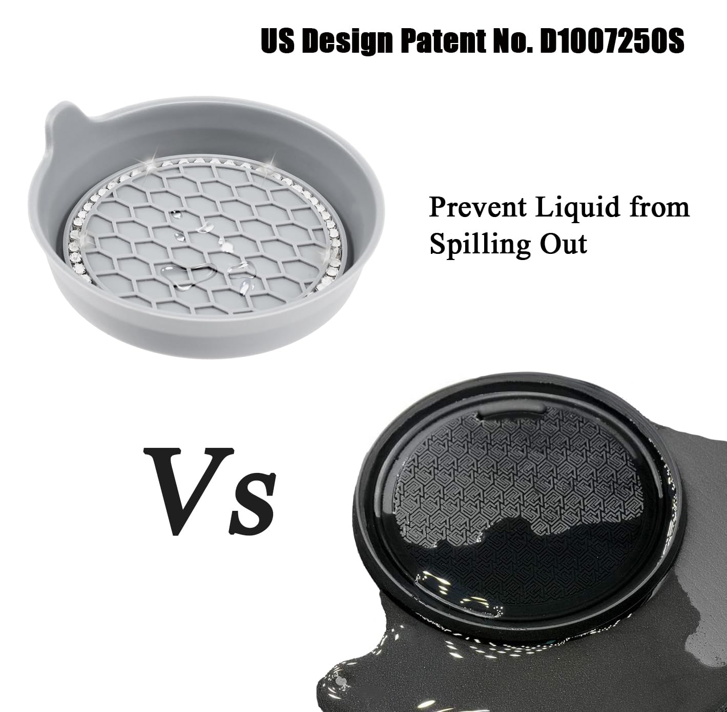 Amooca Car Cup Coaster Universal Non-Slip Cup Holders Bling Crystal Rhinestone Car Interior Accessories 4 Pack Light Gray