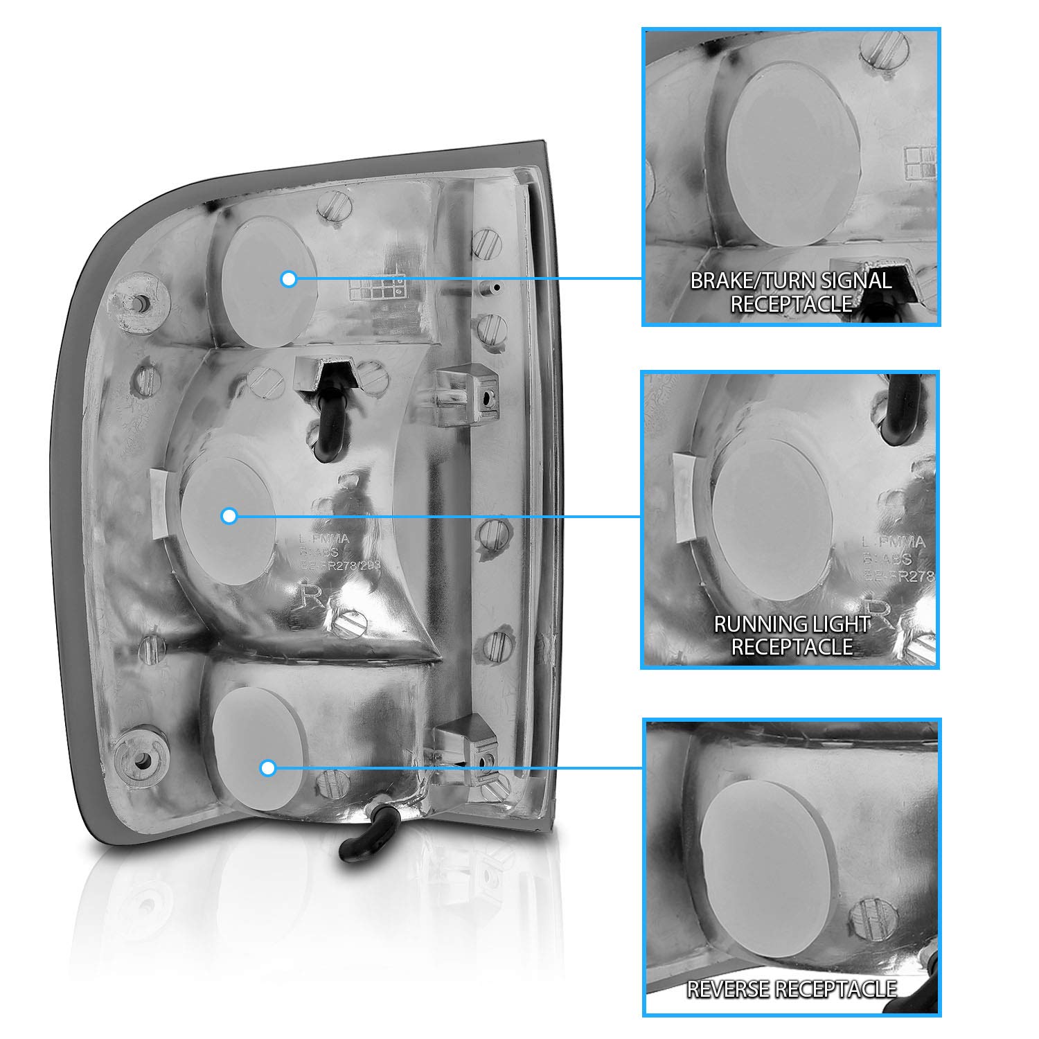 Amerilite Black/Smoke Replacement Brake Tail Lights Set For 98-00 Ford Ranger Only - Passenger And Driver Side