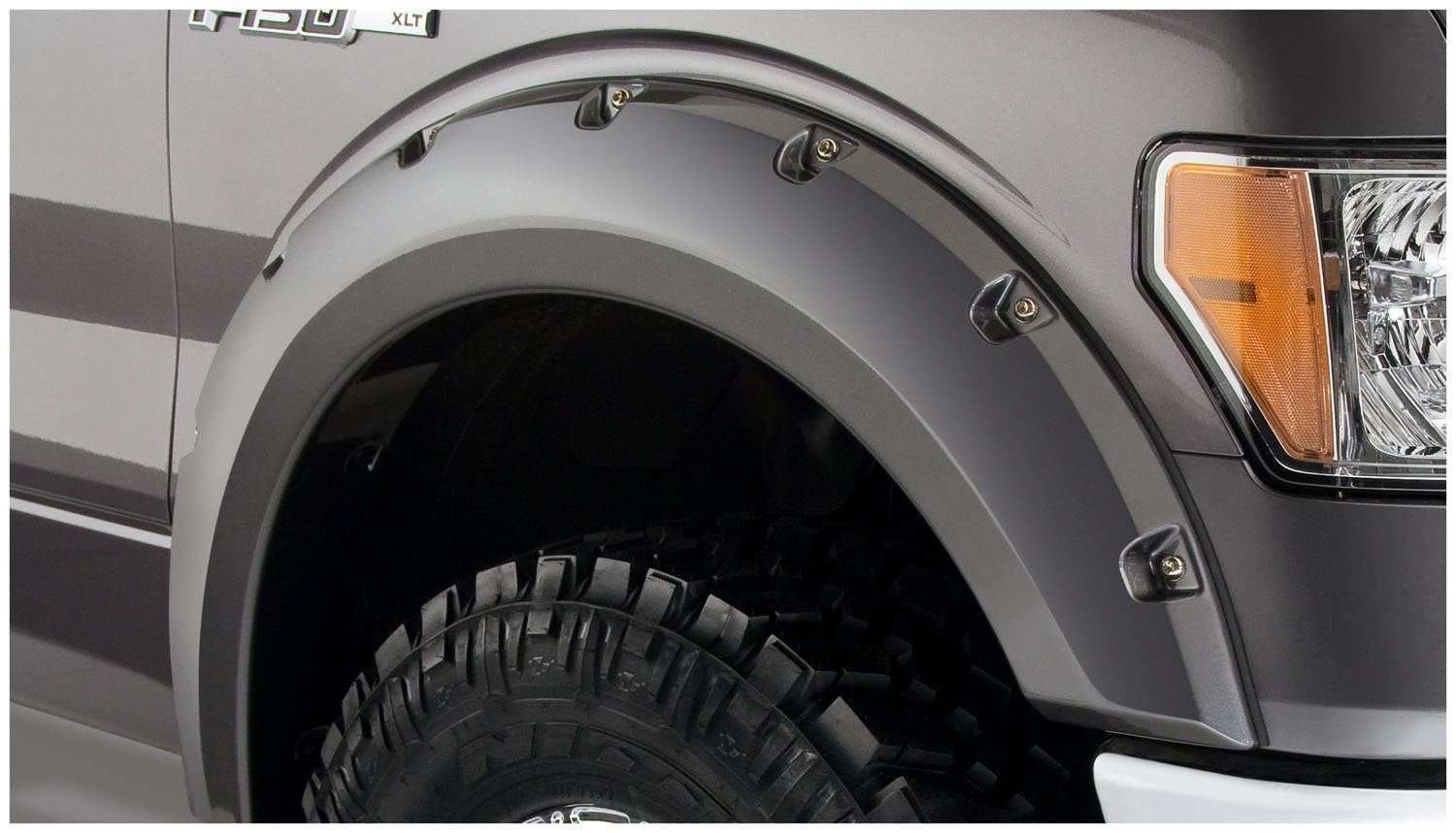 Bushwacker Pocket/Rivet Style Front Fender Flares | 2-Piece Set, Black, Smooth Finish | 20079-02 | Fits 2009-2014 Ford F-150 (Excludes Raptor)