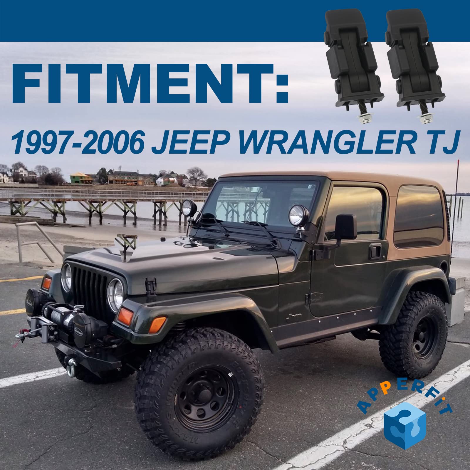 Apperfit Hood Latch Catch W/Bracket Compatible With Jeep Wrangler Tj 1997 1998 1999 2000 2001 2002 2003 2004 2005 2006