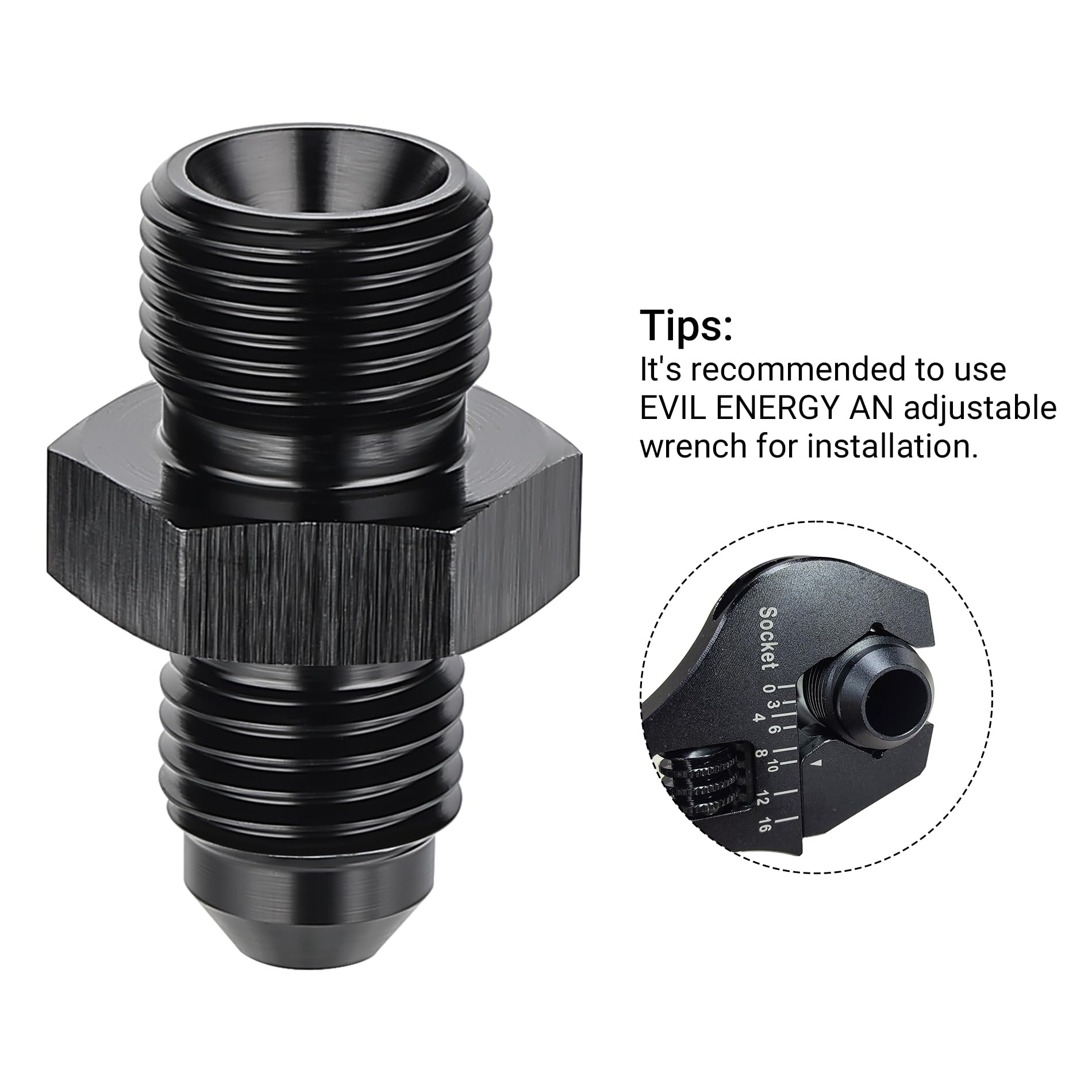 Evil Energy 3An Male Flare To M12 X 1.0Mm Male Metric Fitting Adapter Aluminium Alloy 2Pcs