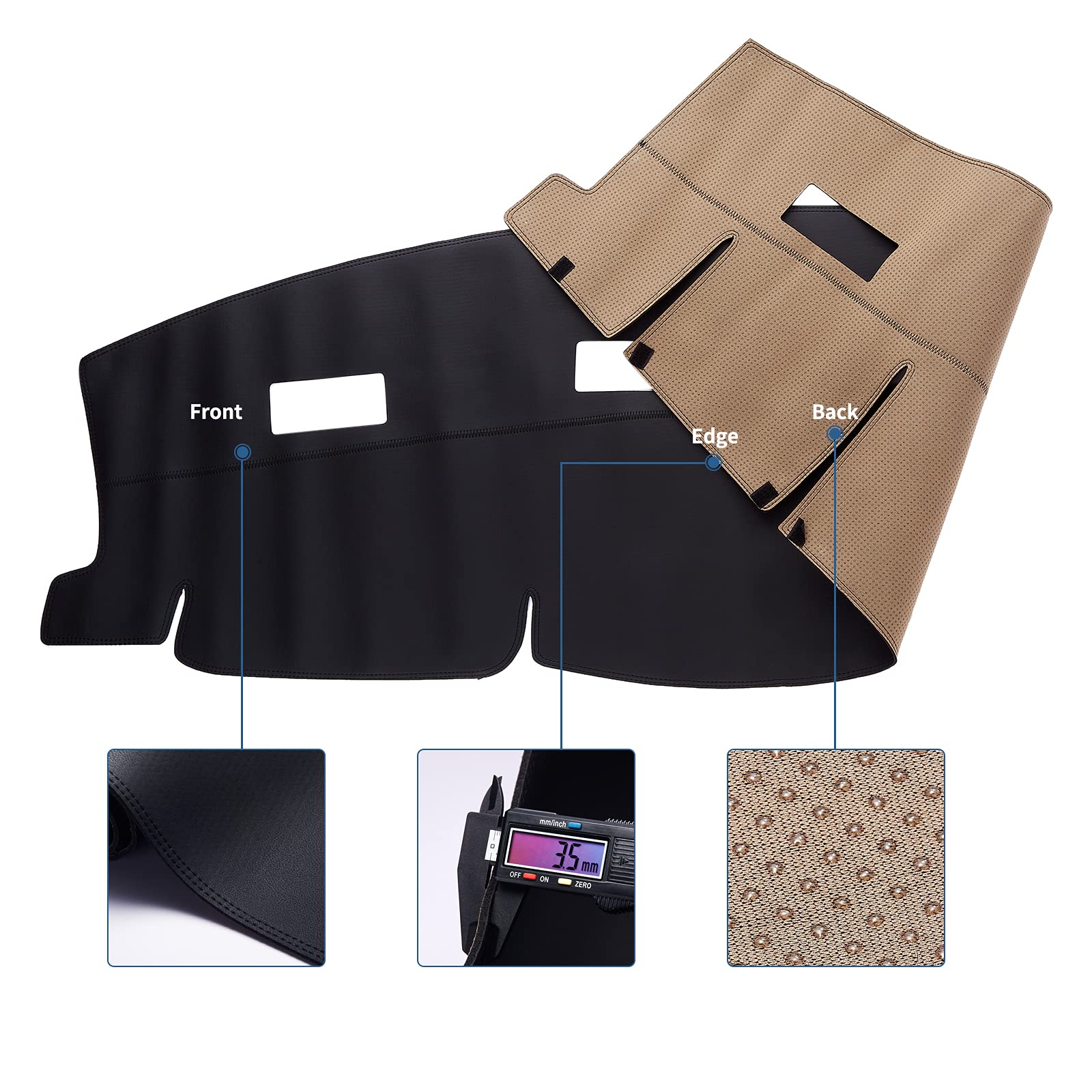 BDFHYK Dashboard Dash Cover PU Dash Mat Compatible with 2006-2008 Dodge Ram 1500 2500 3500 and 2009 Dodge Ram 2500 3500