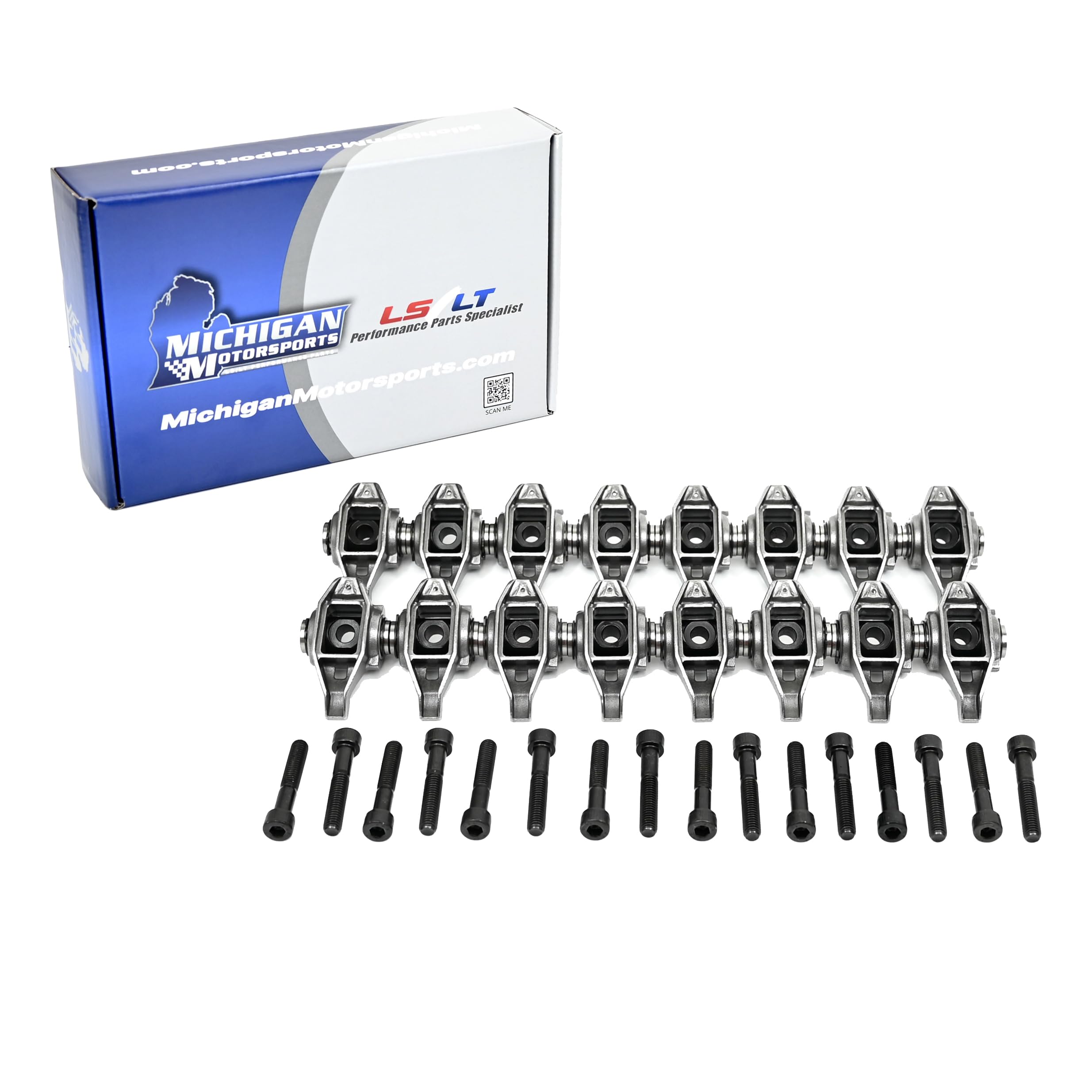 Michigan Motorsports Ls1 Rocker Arms With Upgraded Trunnions | Pre-Assembled For Gm Ls Engines | Fits 4.8 5.3 5.7 6.0 Ls2 Ls6 Lq4 Lq9 Ly5 Lm7 L33 | Enhanced Durability And Performance