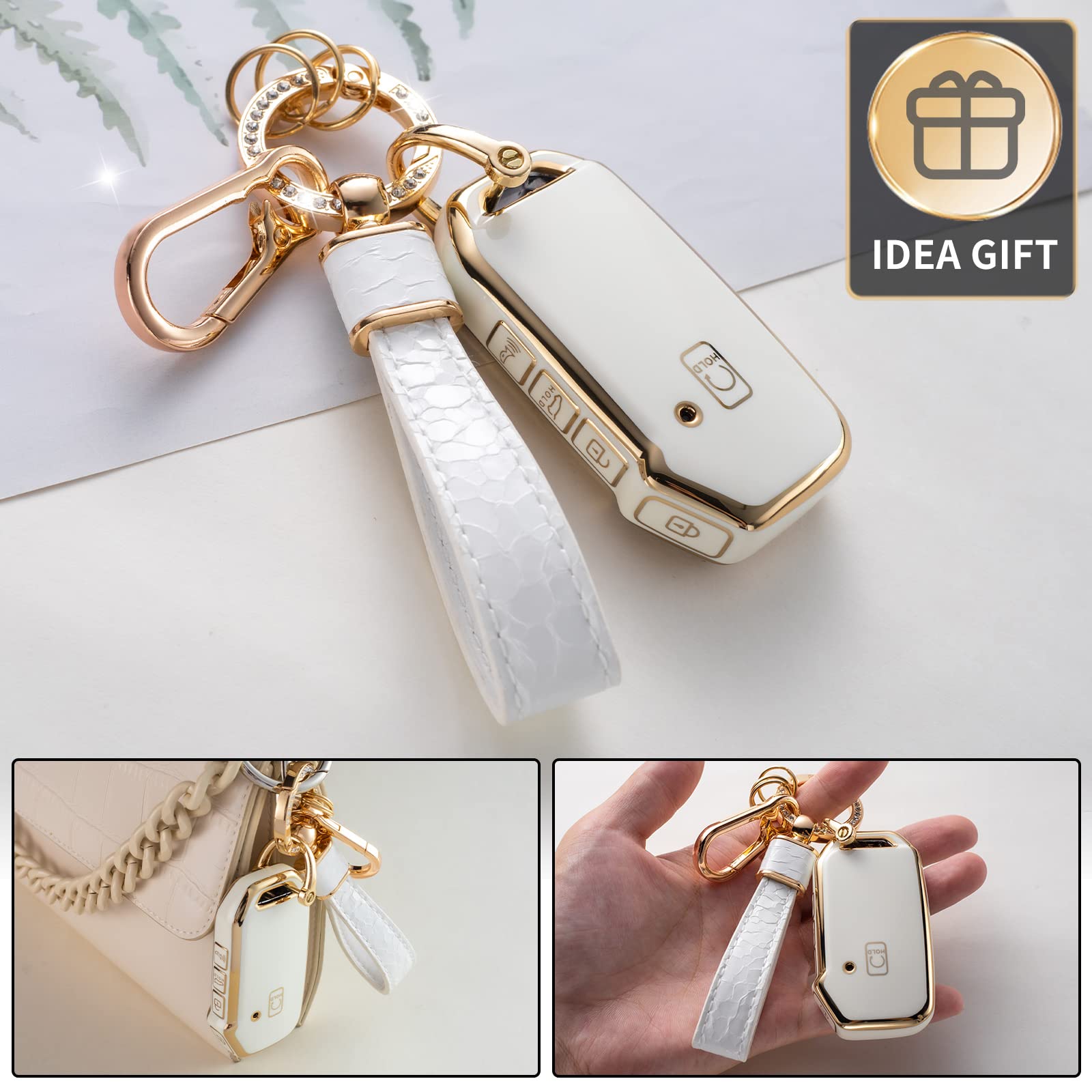 Cacarlike For Kia Key Fob Cover With Kia Keychain, Car Key Fob Case Compatible With Kia Cerato Ceed Forte Niro Sorento Seltos Sp