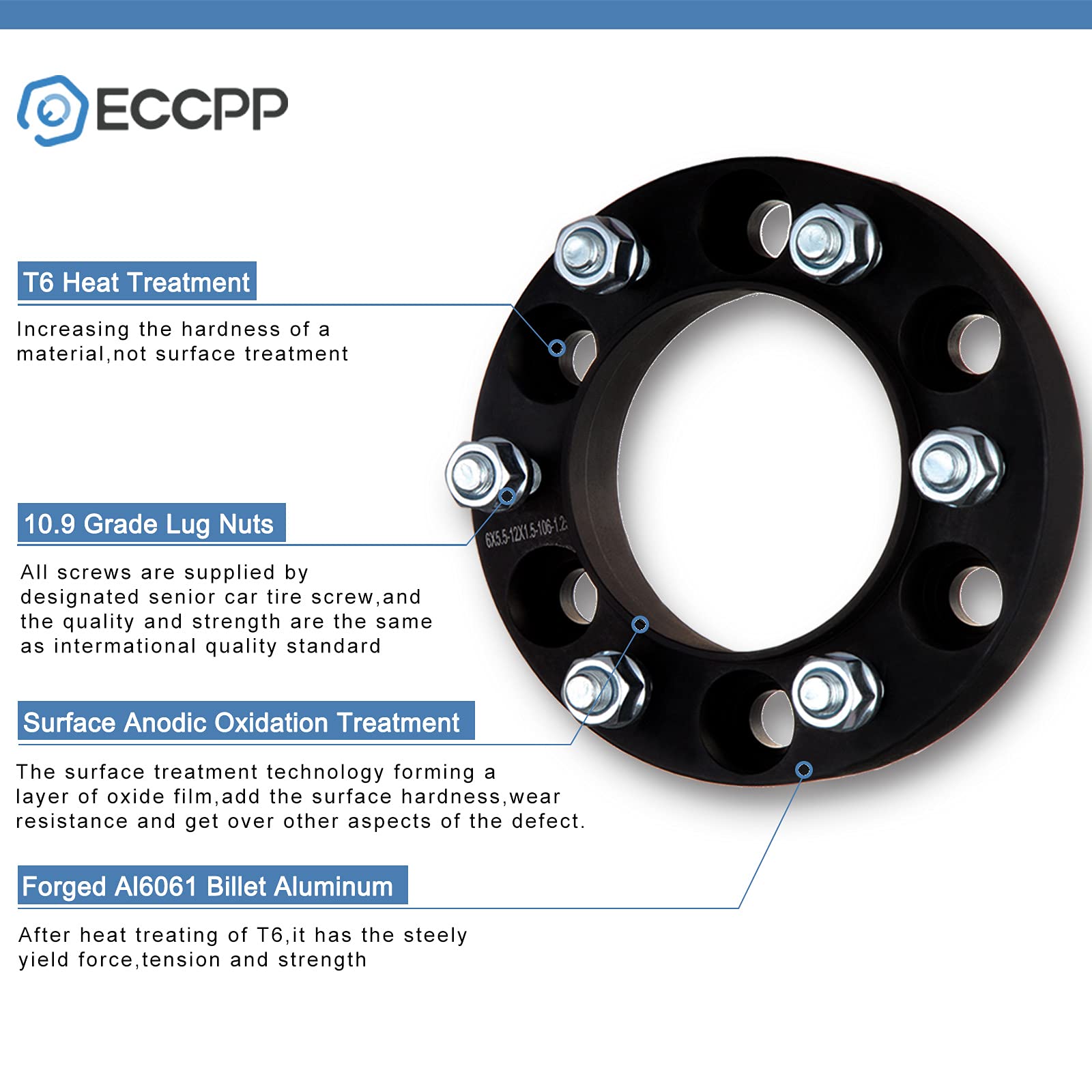 ECCPP Wheel Spacers 8 Lug 1.5" 6061 T6 Billet Anodized for Silverado/Sierra 1500/2500/3500, 8x