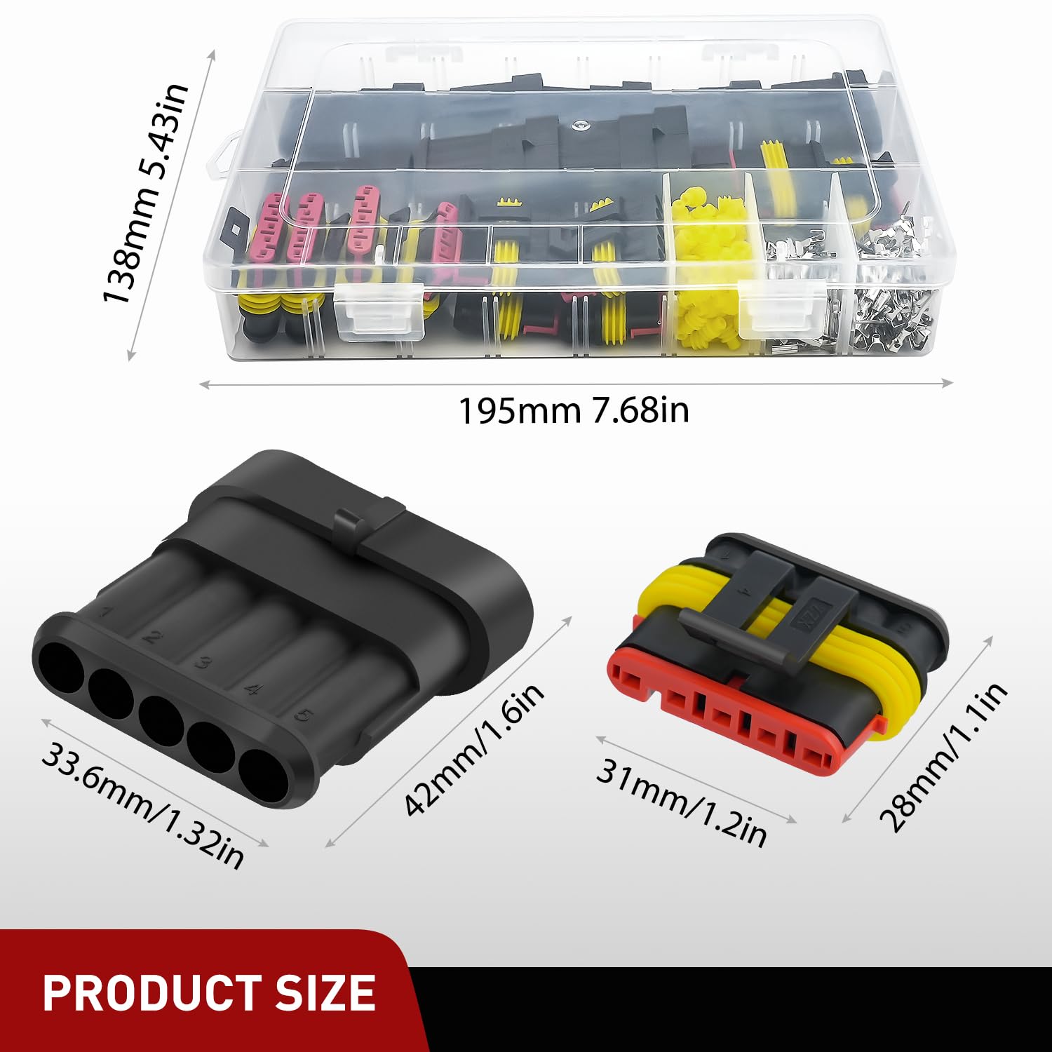 Nilight 220Pcs 5 Pin Electrical Connector Plug Male Female Terminal Wire Connectors Waterproof 5 Way Automotive Connect Set For