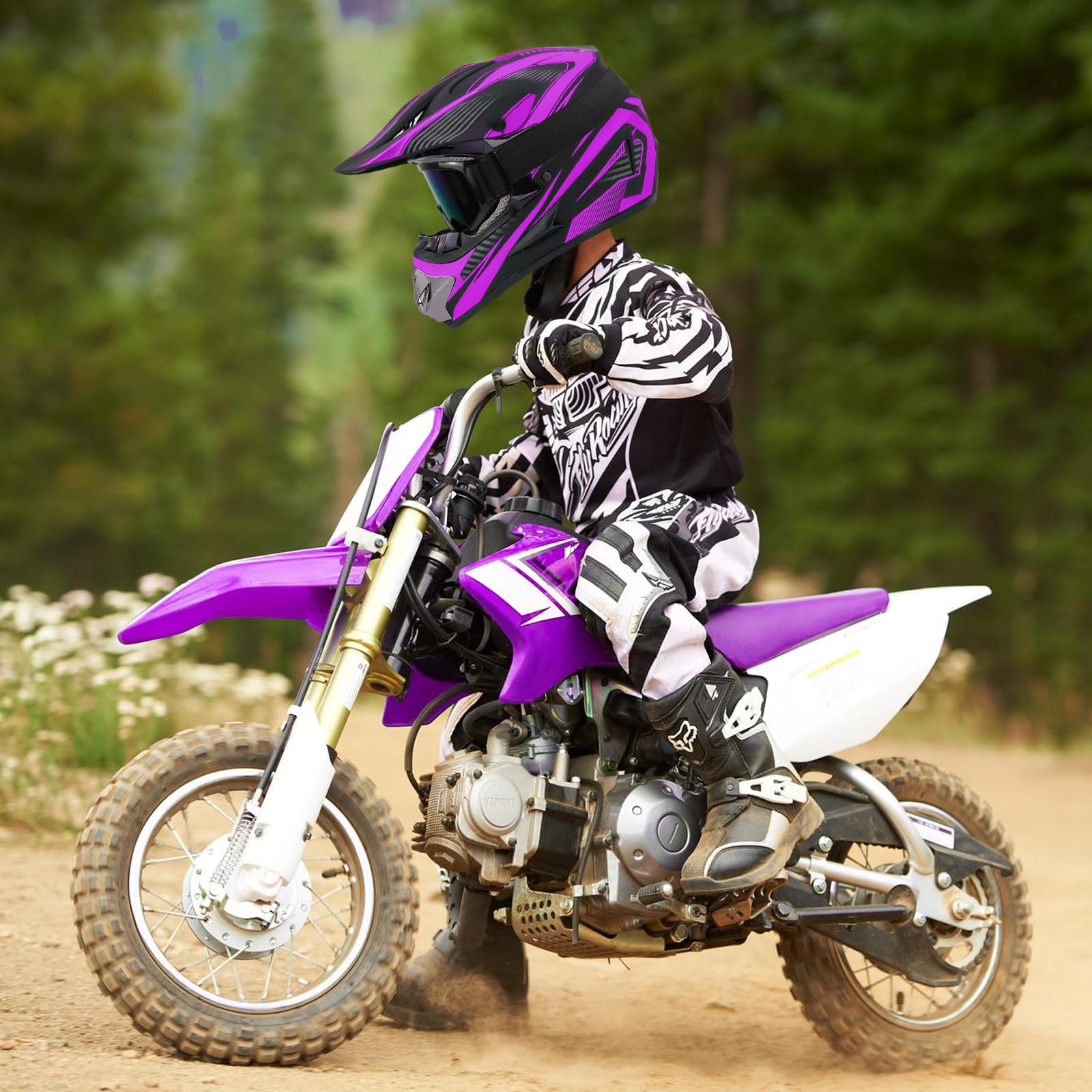 Motocross Helmet,Youth & Adult Atv Dirt Bike Motorcycle Helmet, Kids Bmx 4-Wheeler Off-Road Mountain Bike Helmet,Dot Certified,W