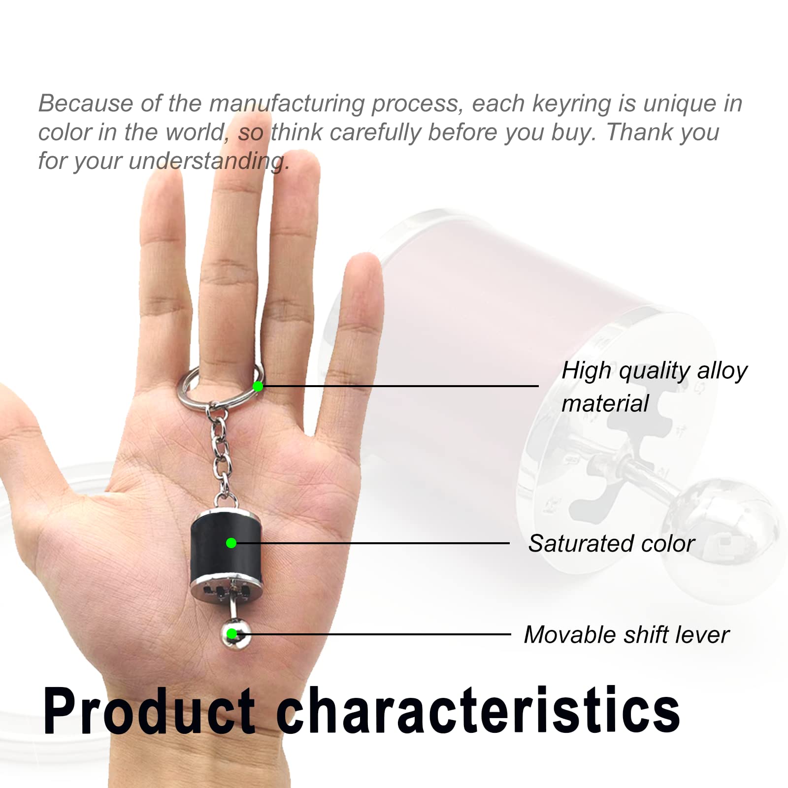 Stymart Shifter Gear Keychain, 6 Speed Gear Box Shifter Keychain Key Chain Ring, Mini Car Gear Shift Stick Knob Keyring, Car Key