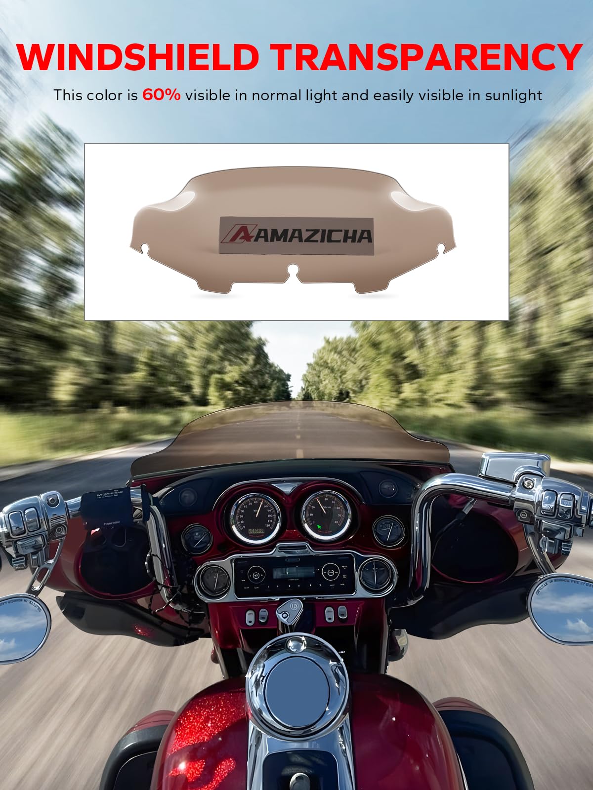 Amazicha Smoke Tint 6'' Windshield Windscreen 96-13 Compatible For Harley Touring Electra Street Glide 1996-2013